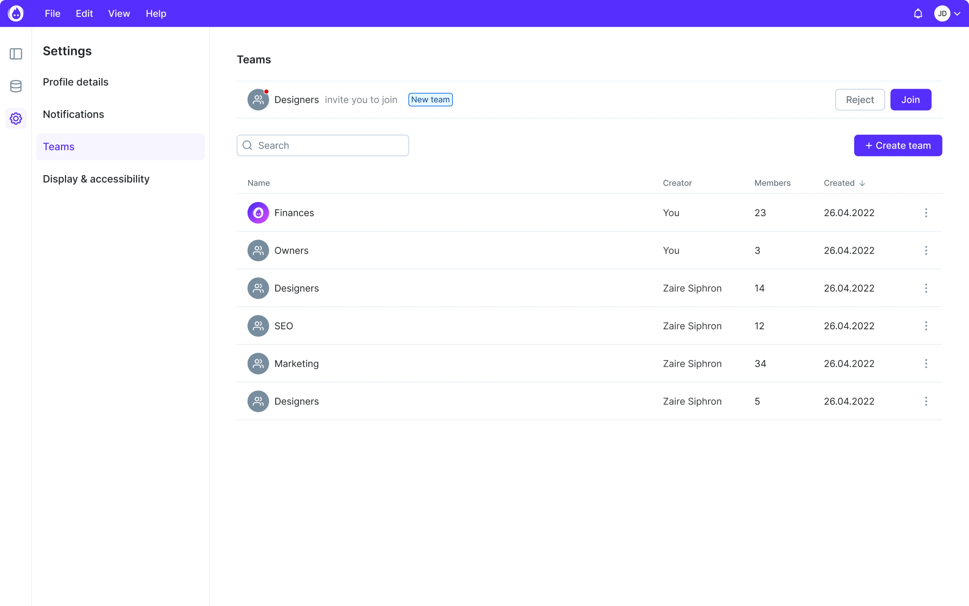 Datawisp's second screen example after redesign