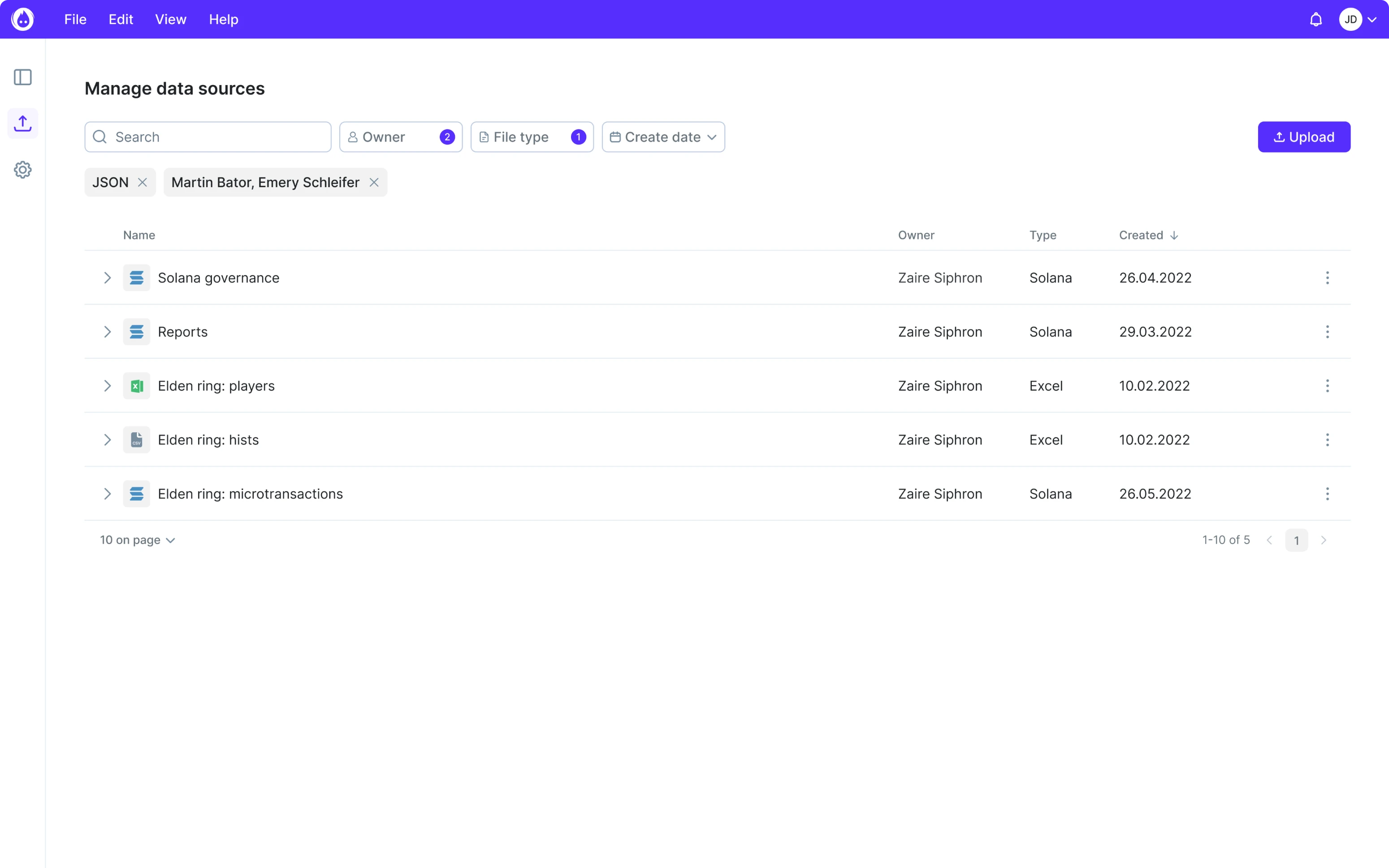 Datawisp's third screen example after redesign