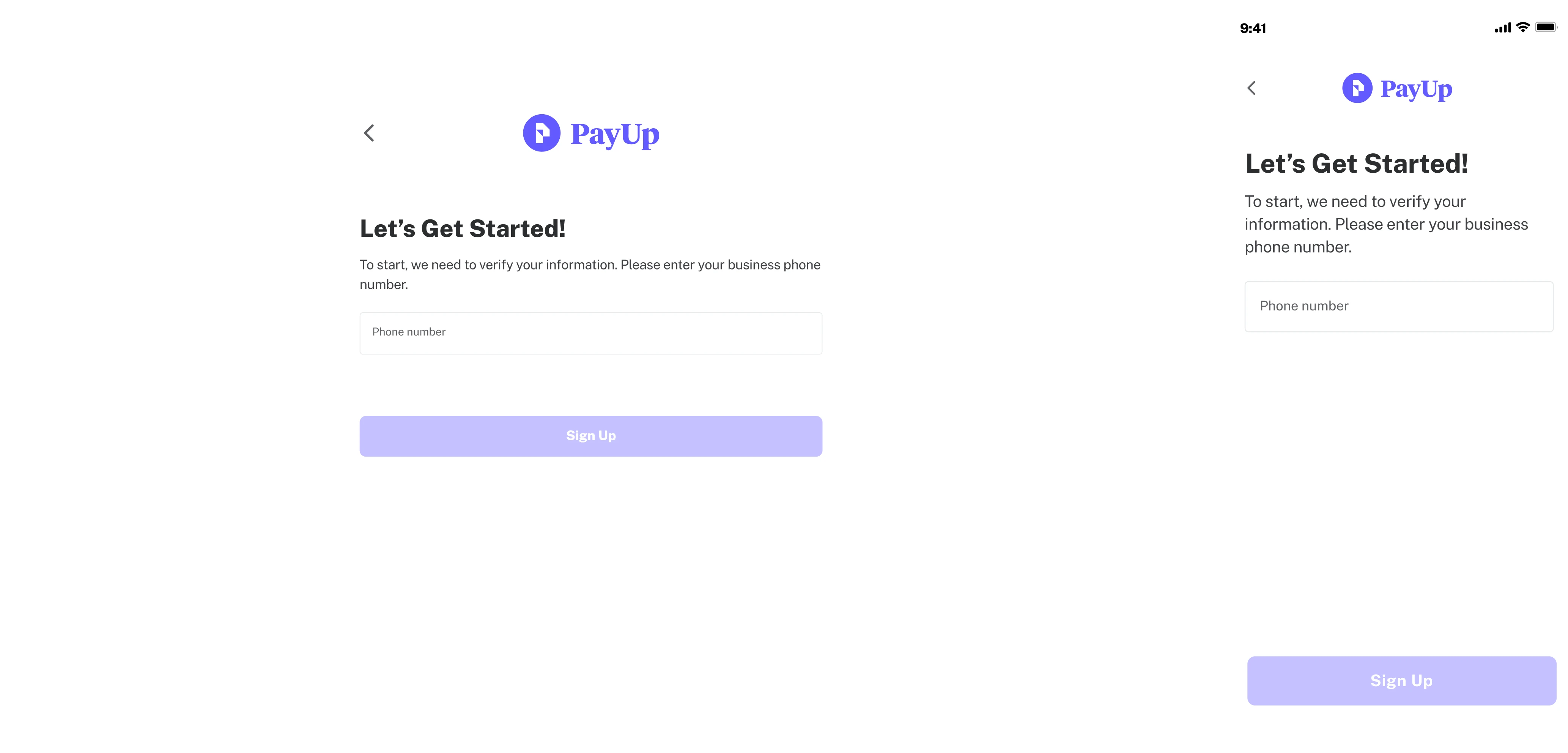 log in screen design example for a financial platform