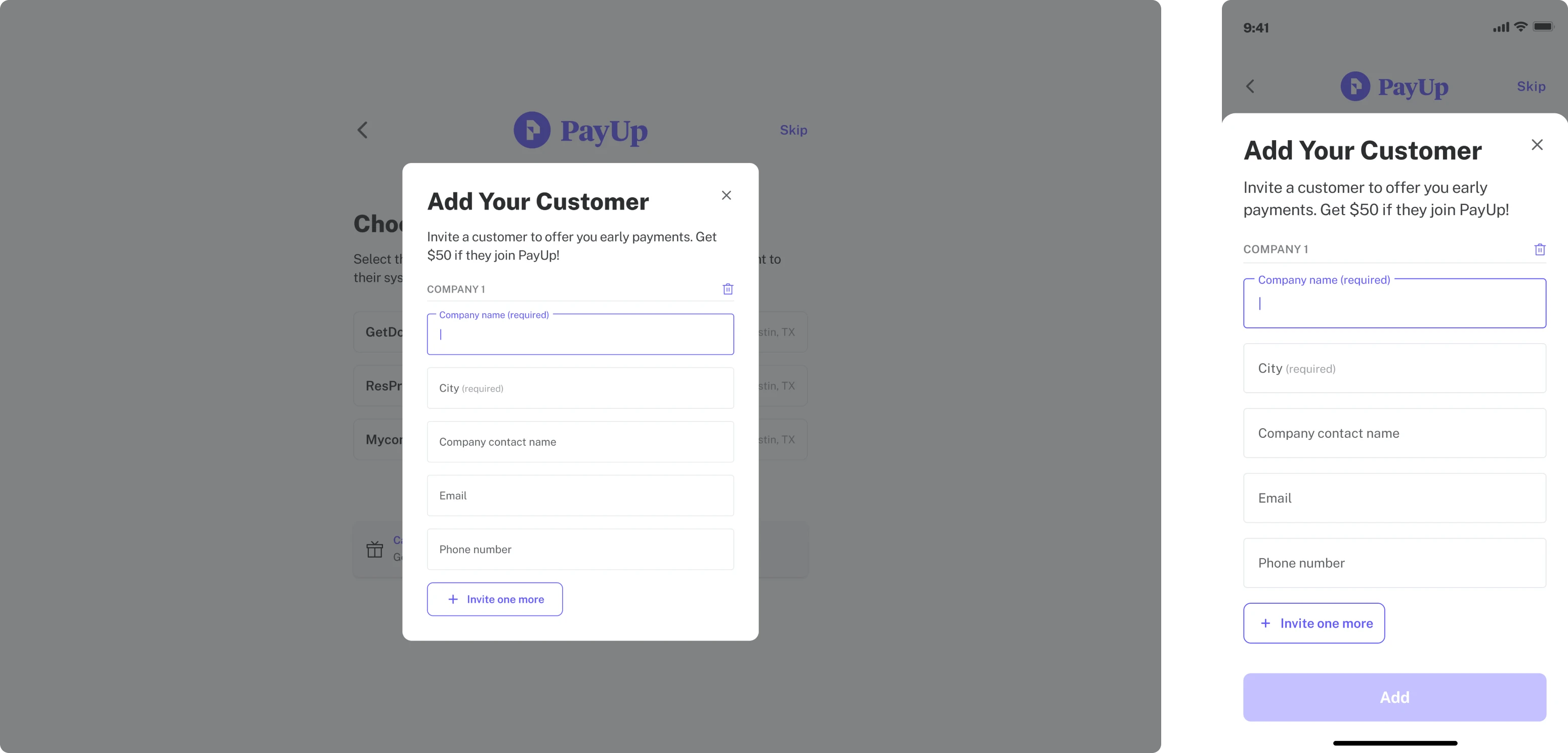 input fields design for a finantial aaS app
