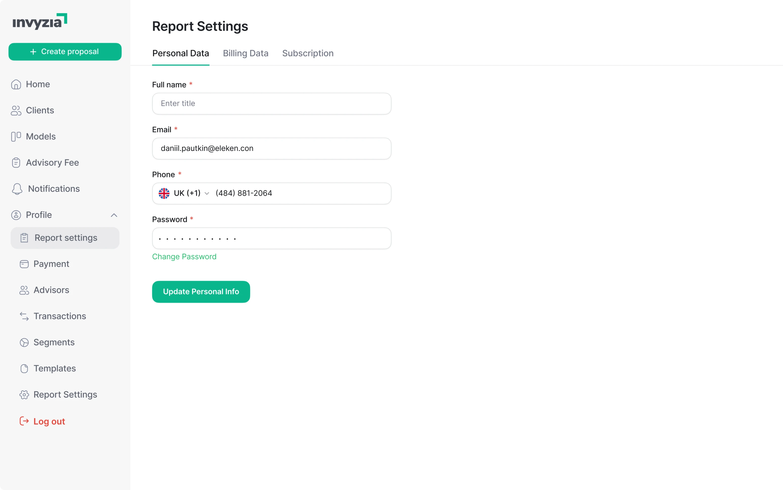 Invyzia Solutions account redesign
