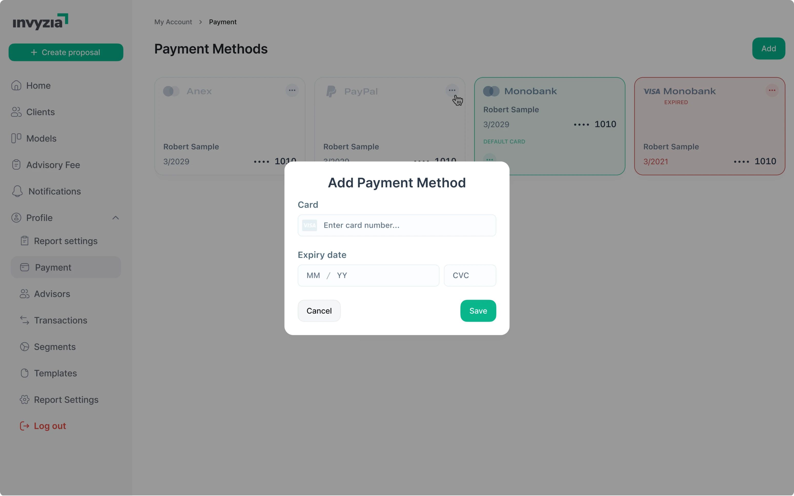 Invyzia Solutions "Payment Methods" redesign