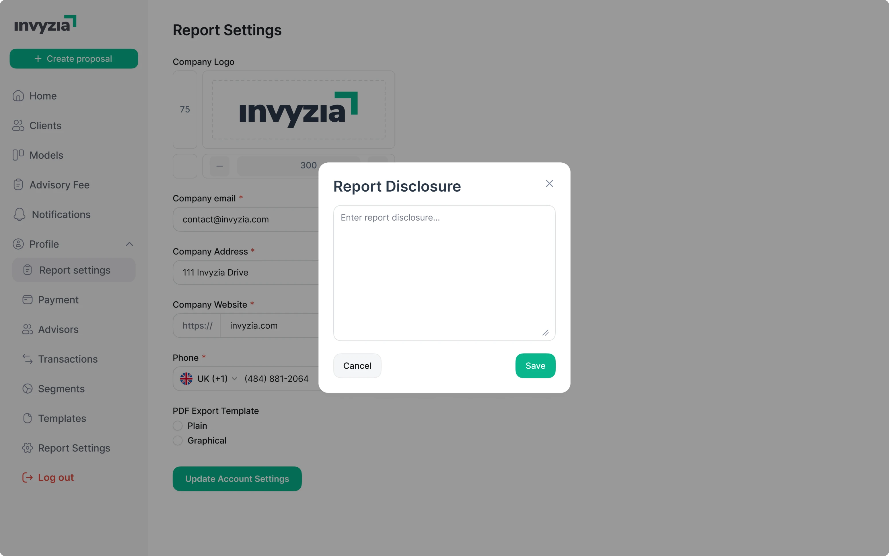 Invyzia Solutions Report Disclosure