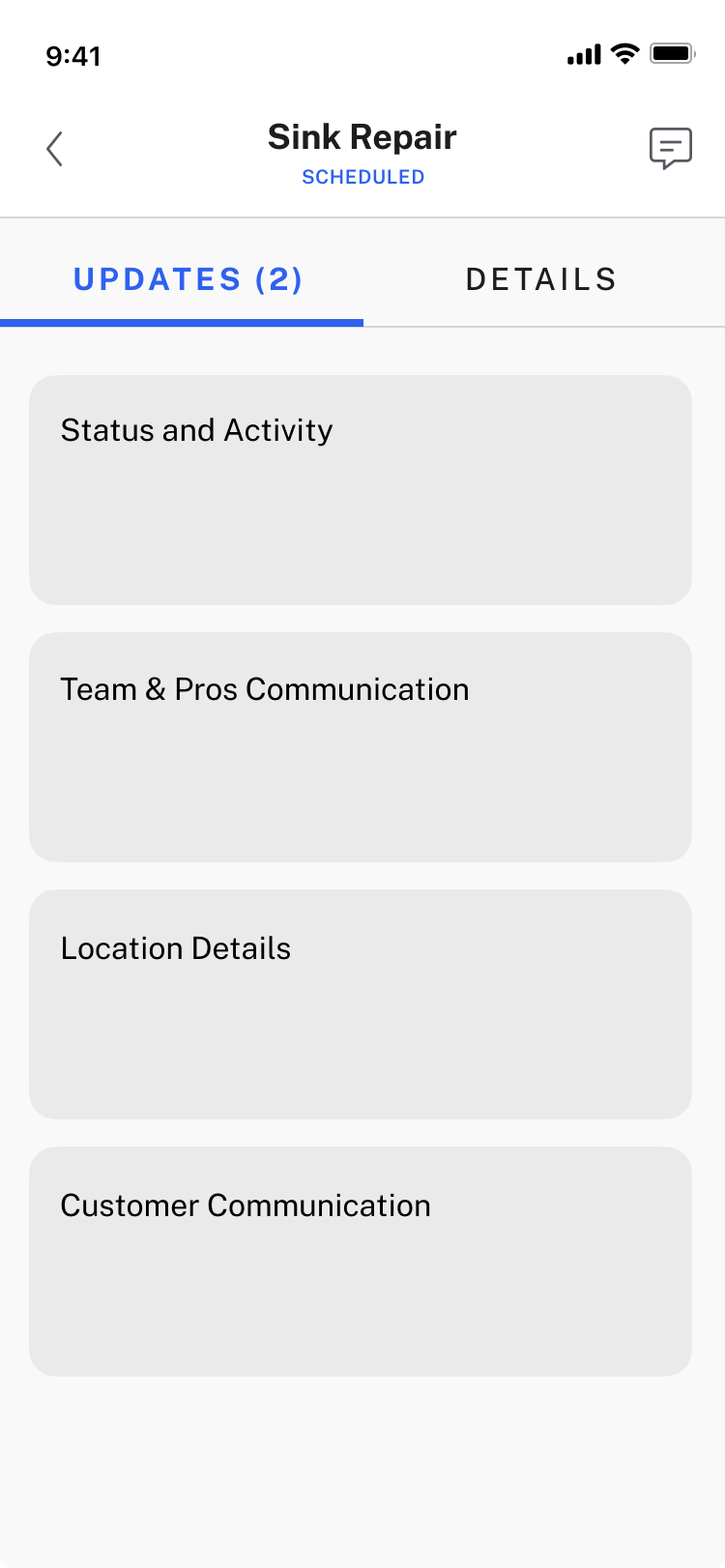 tabs mobile design for SaaS app