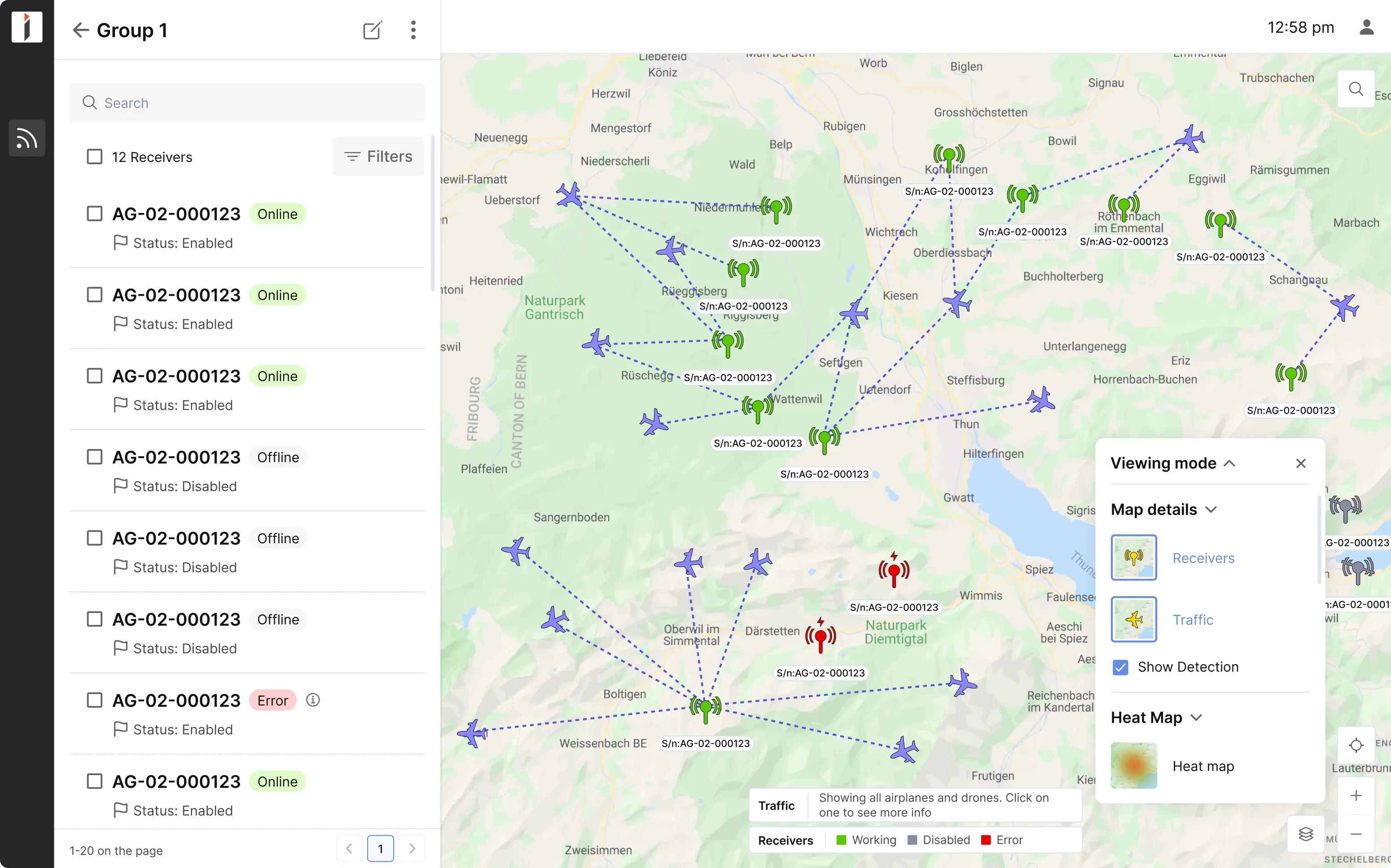 flight tracking visualisation design example that takes into account accessibility standarts 