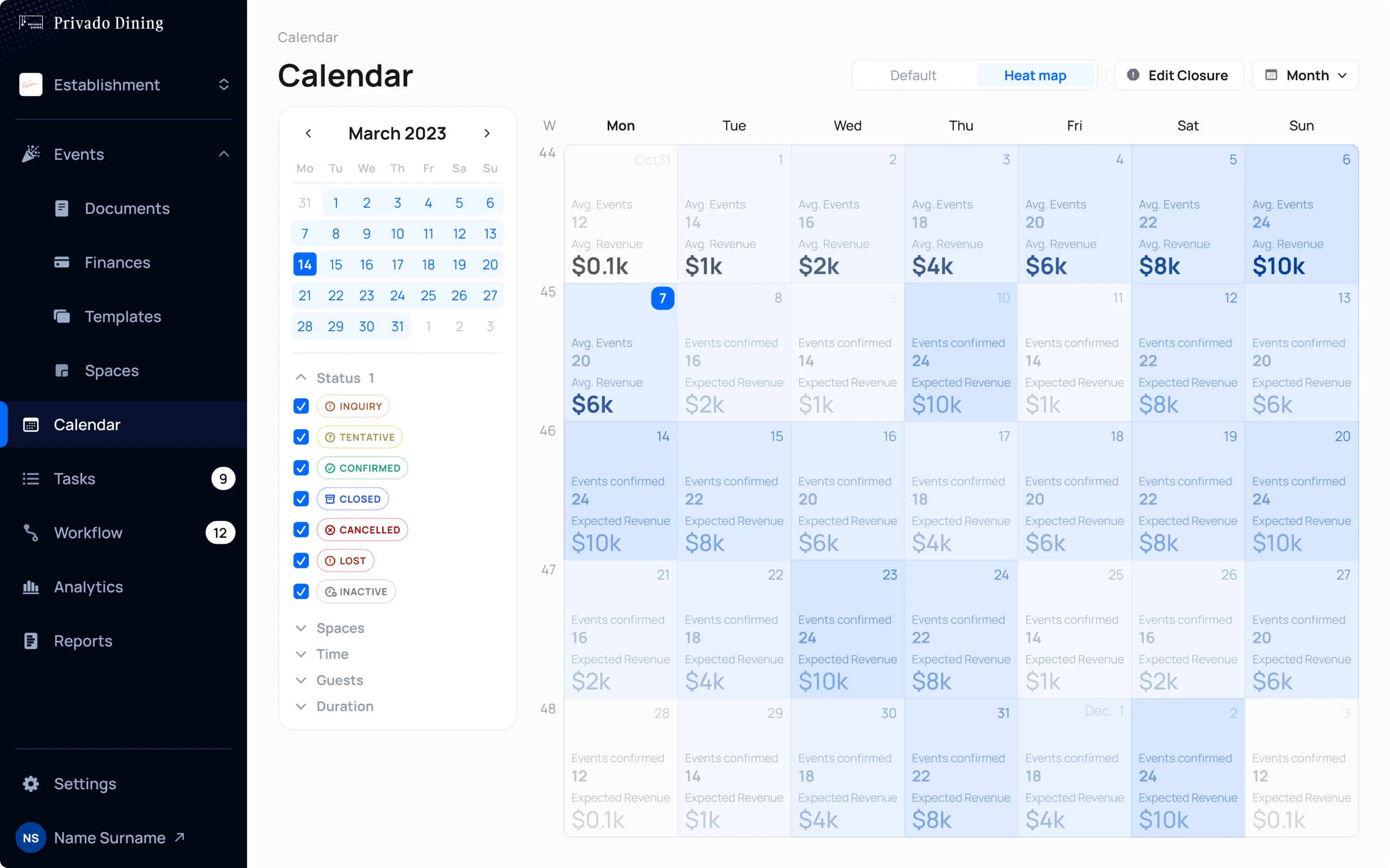Heat map calendar design example