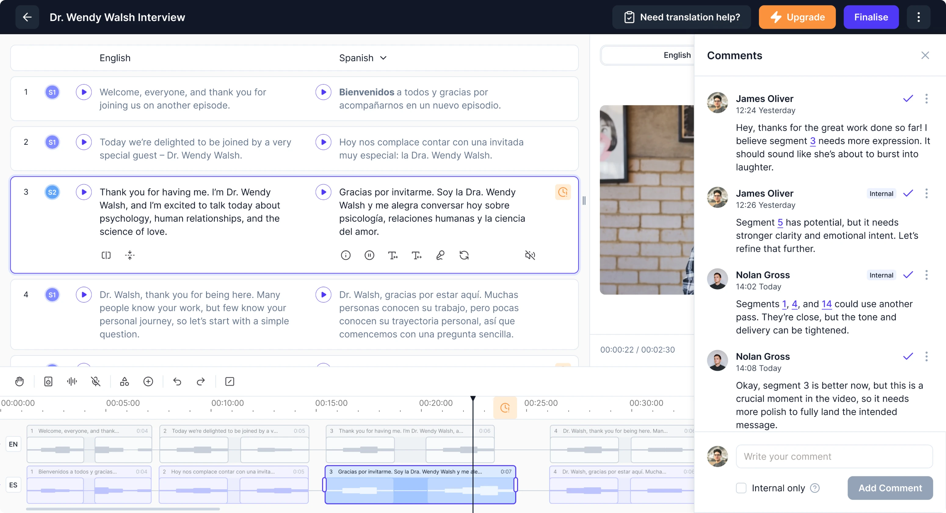 Panjaya's in-platform commenting system