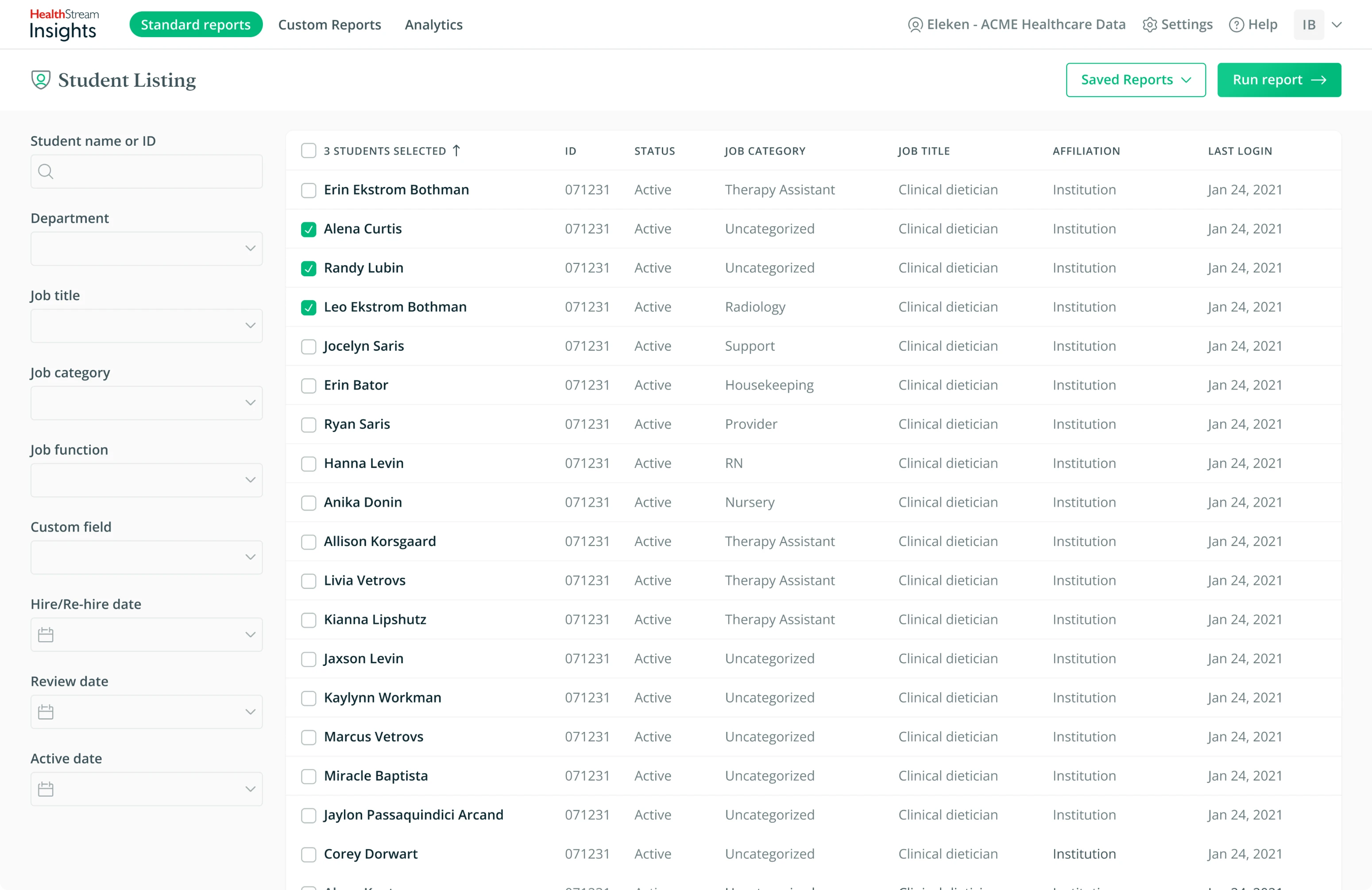HealthStream Insights after redesign