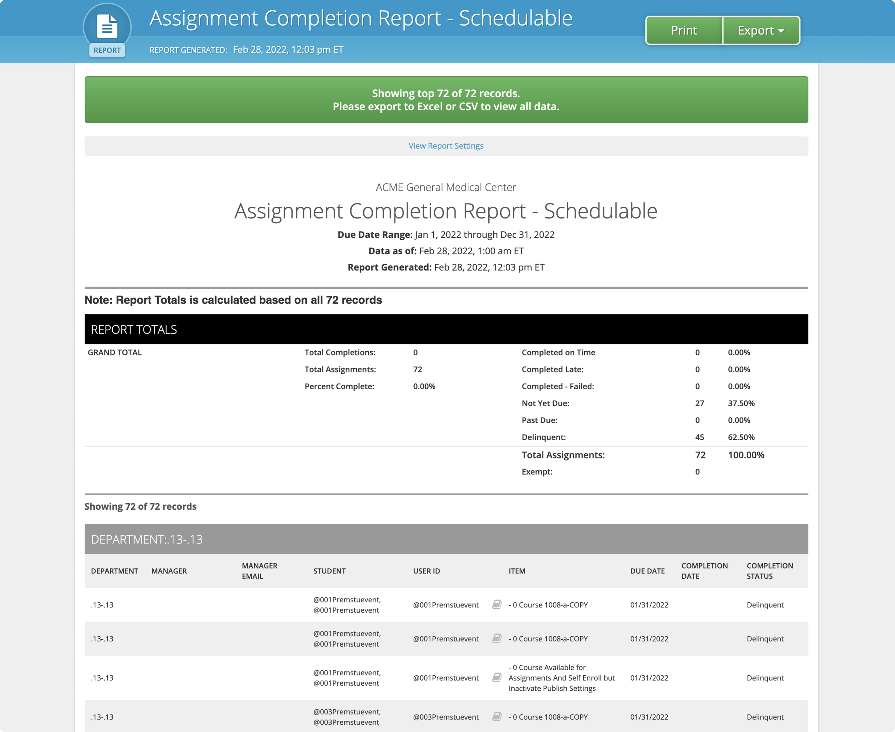 Assignment Completion Report before redesign