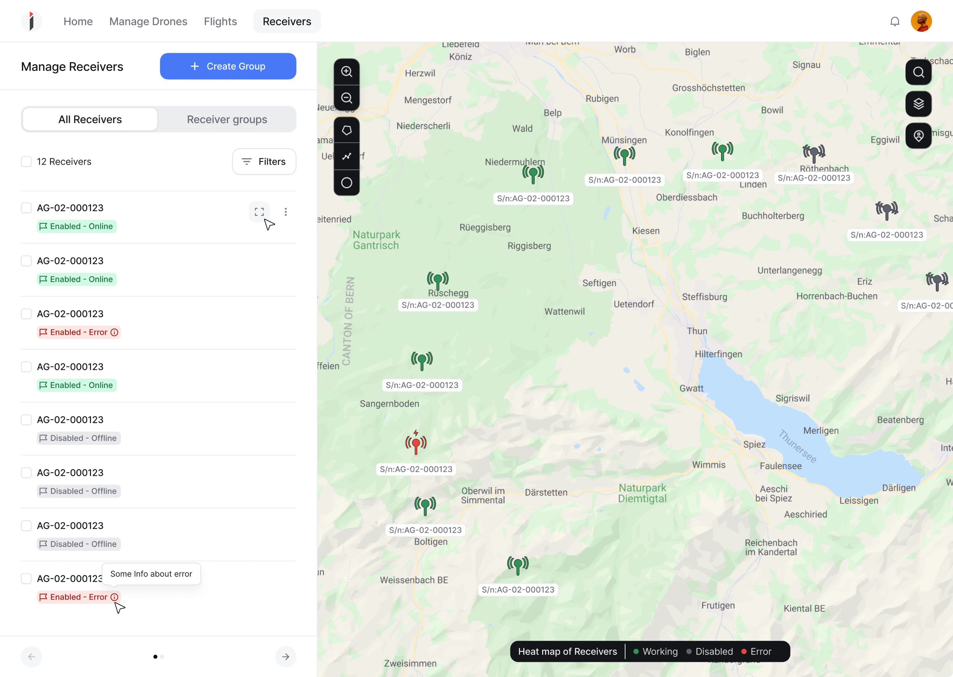 map design for geoservice SaaS app for drone management