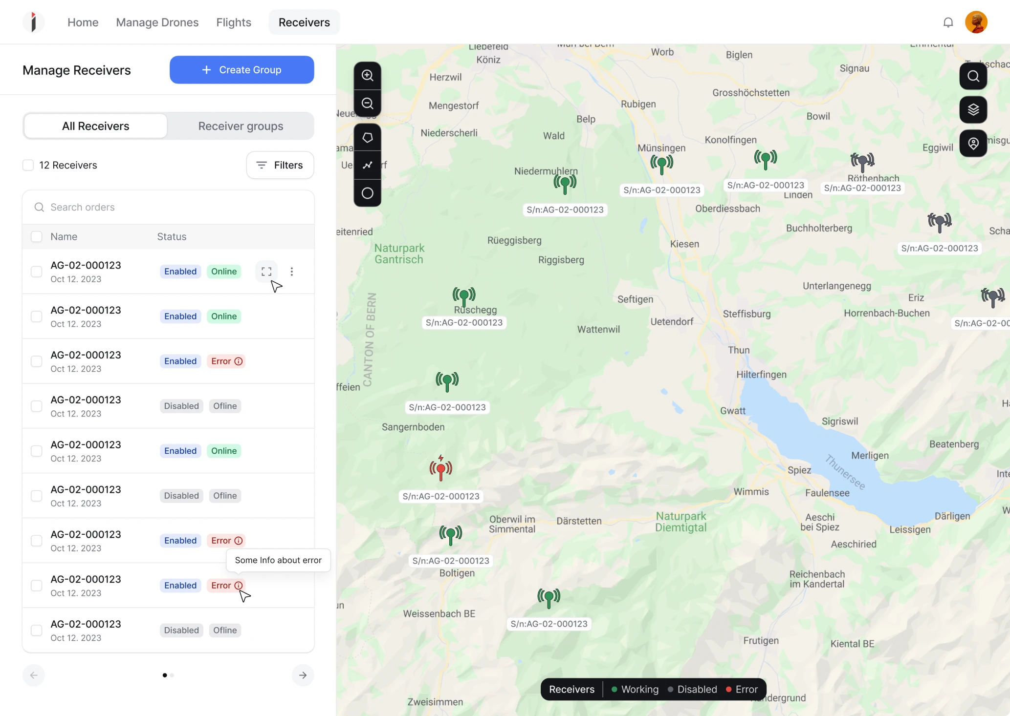 accessibility in UI design of a drone management app