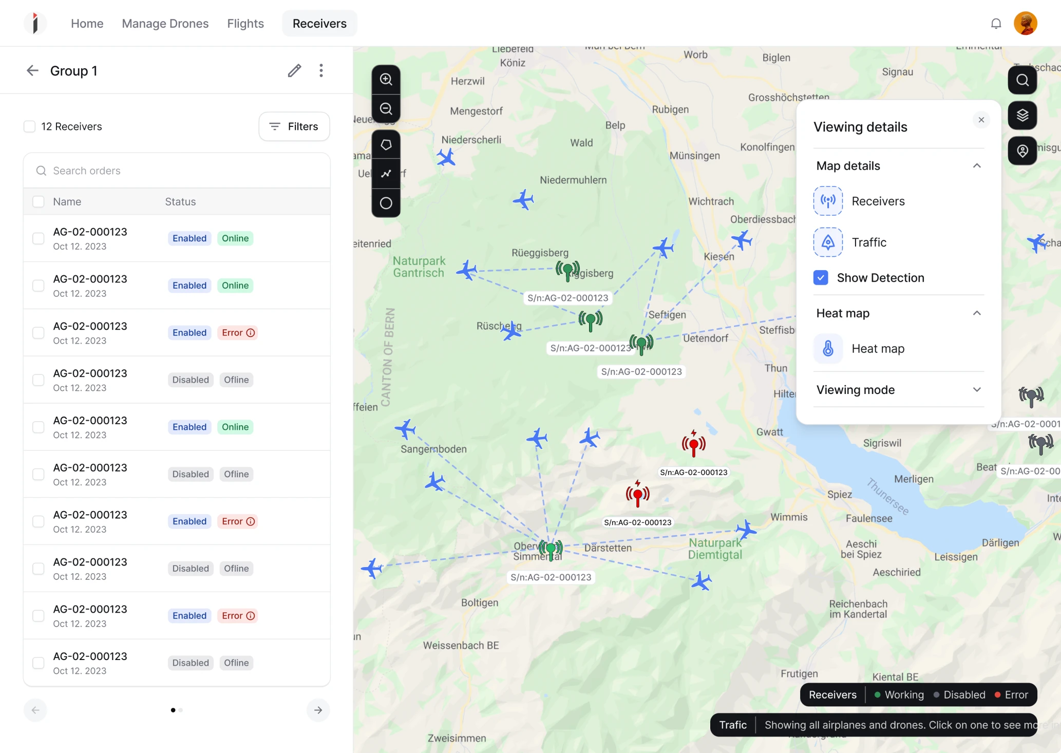 flight tracking visualisation design example that takes into account accessibility standarts 