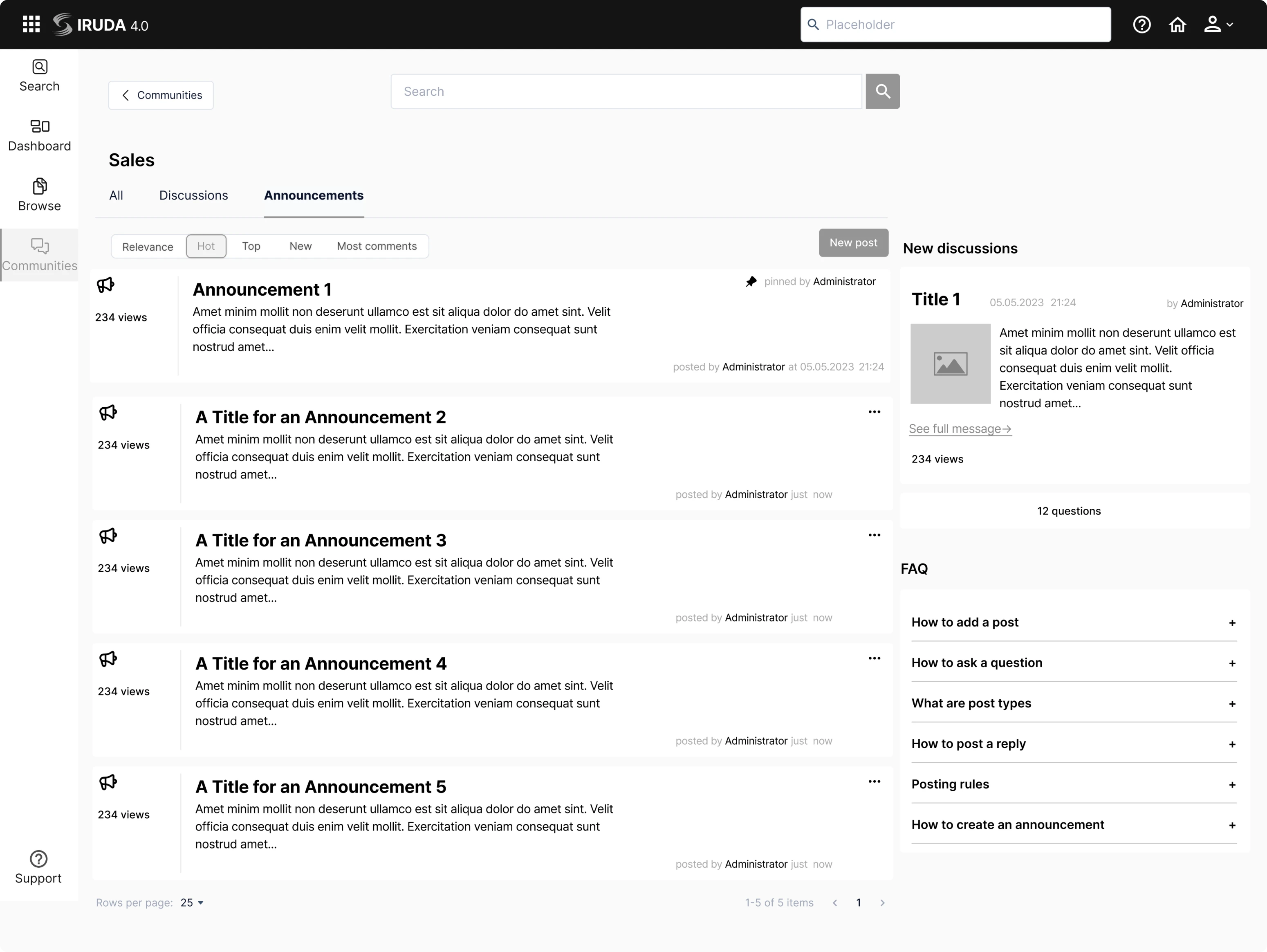 Wireframe example for a data software designed by Eleken