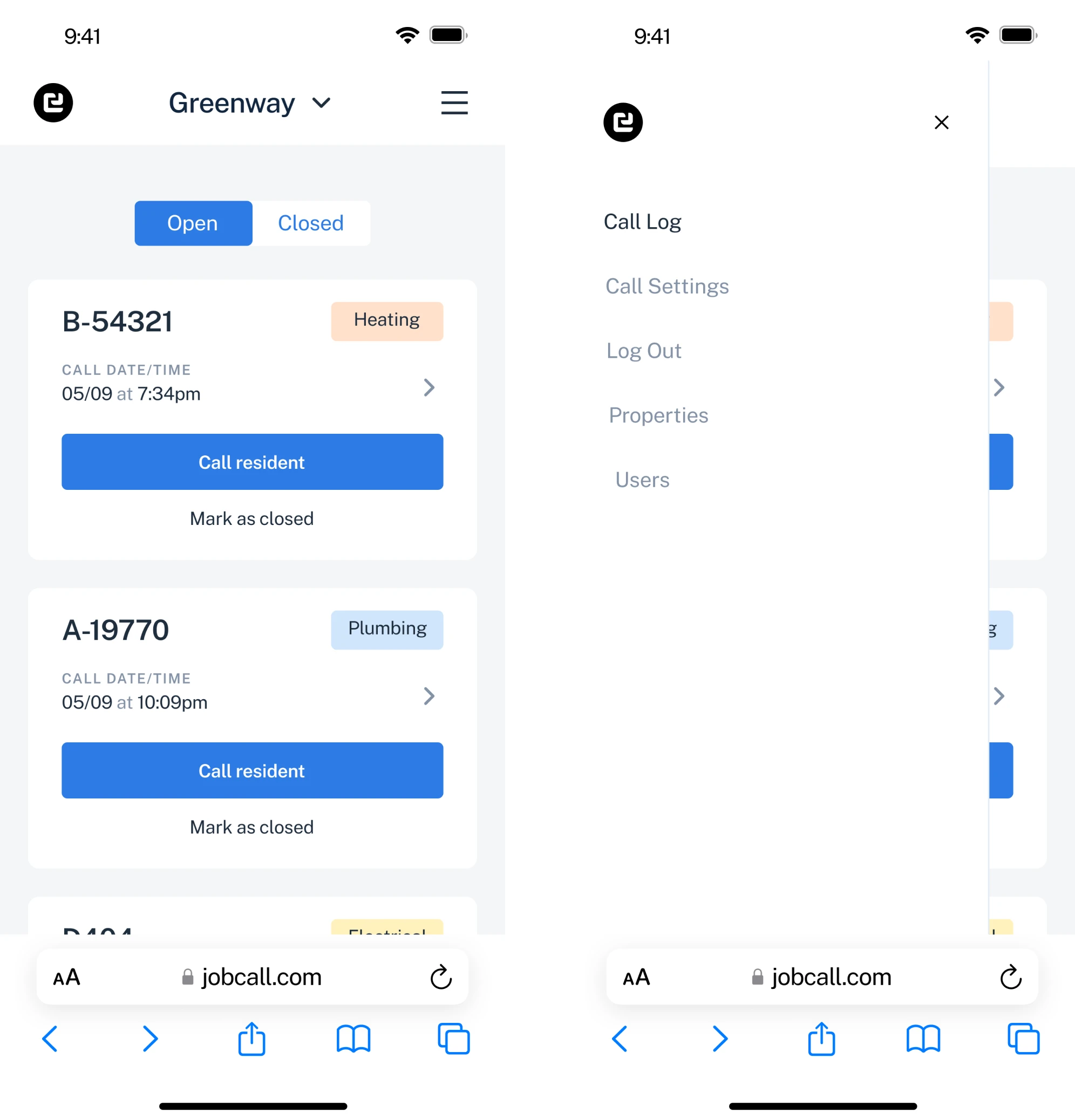 hamburger menu for real estate mobile app design example