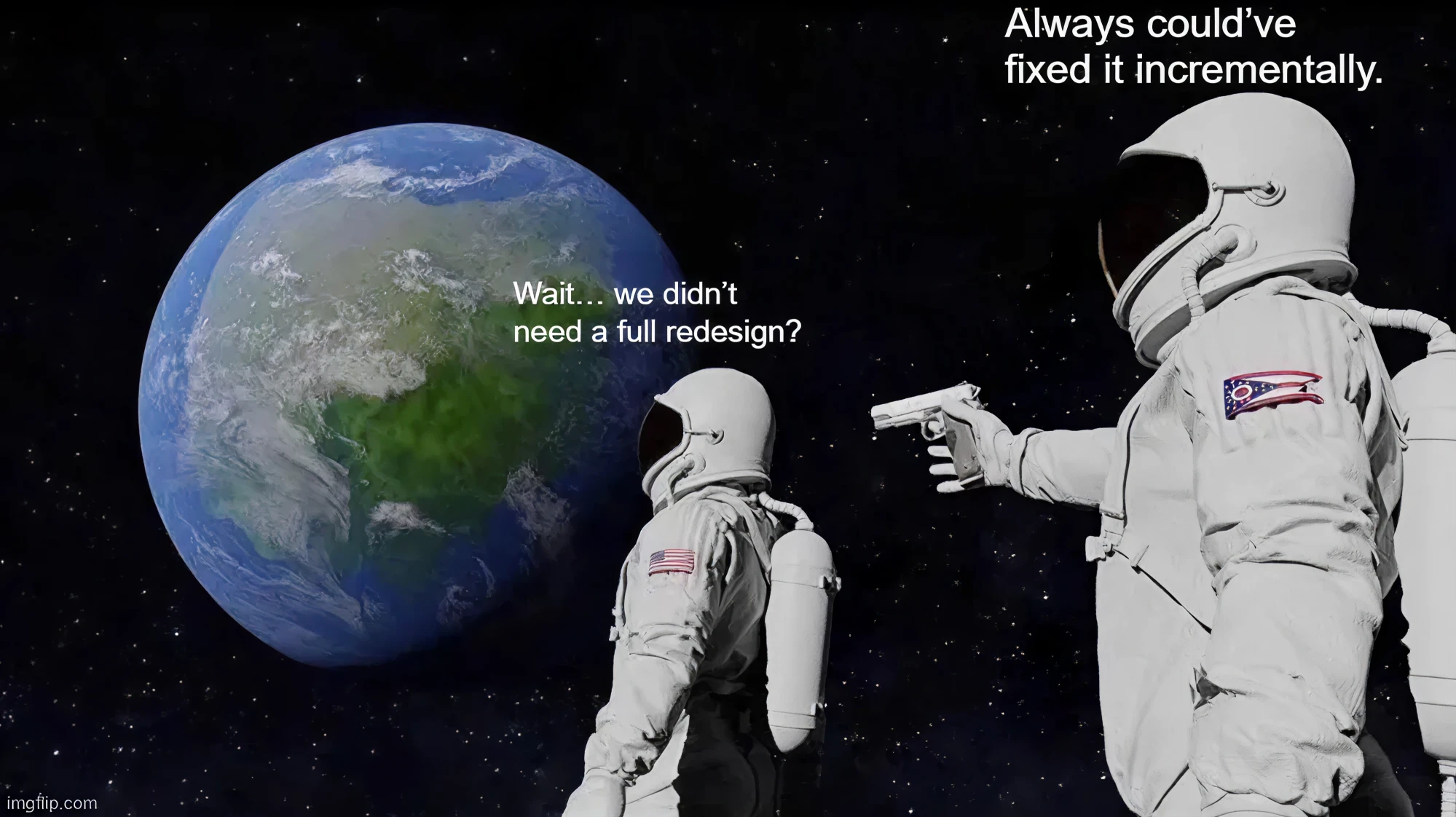 meme about product redesign