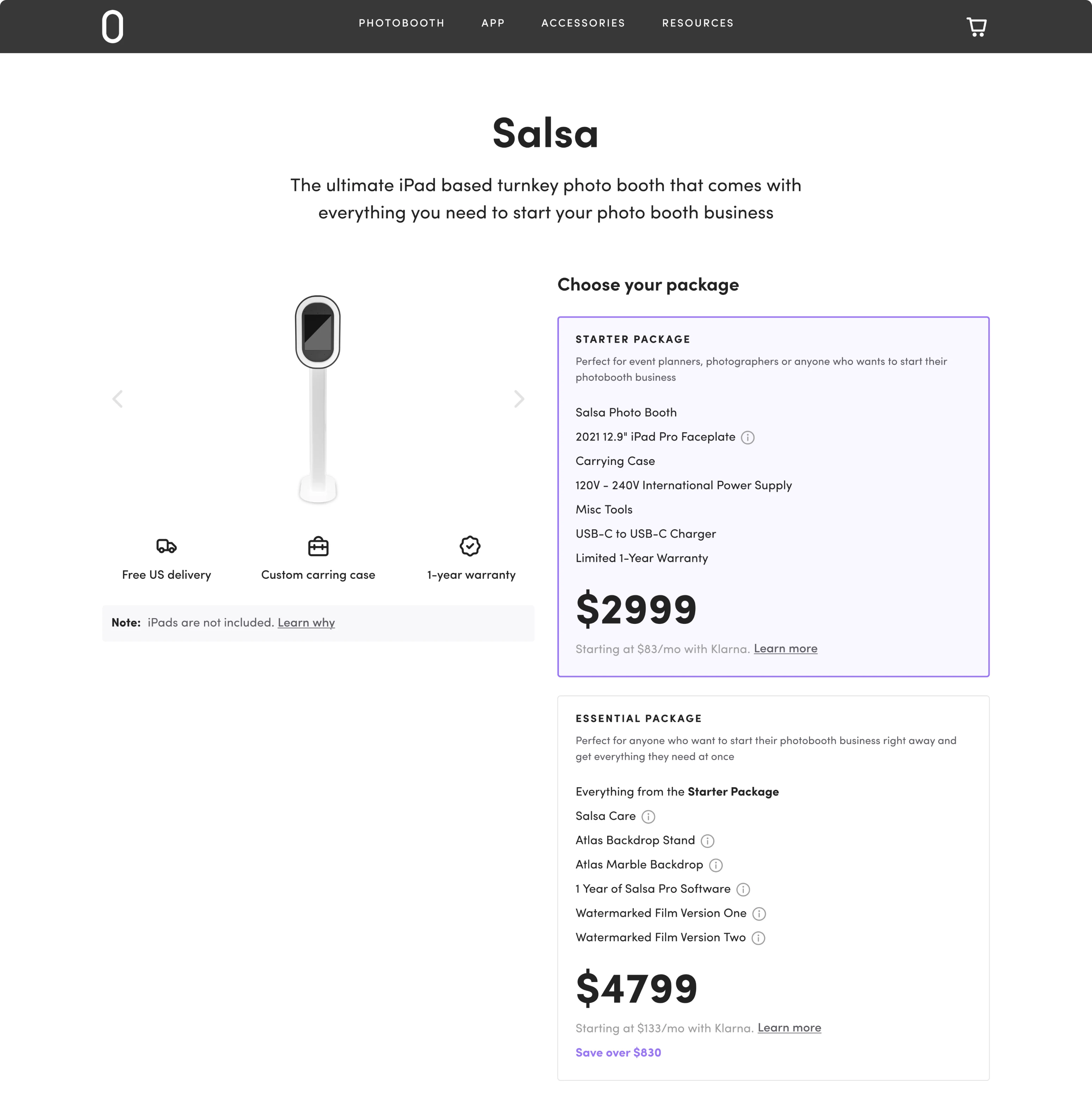 Photobooth Supply – product’s bundle page design 