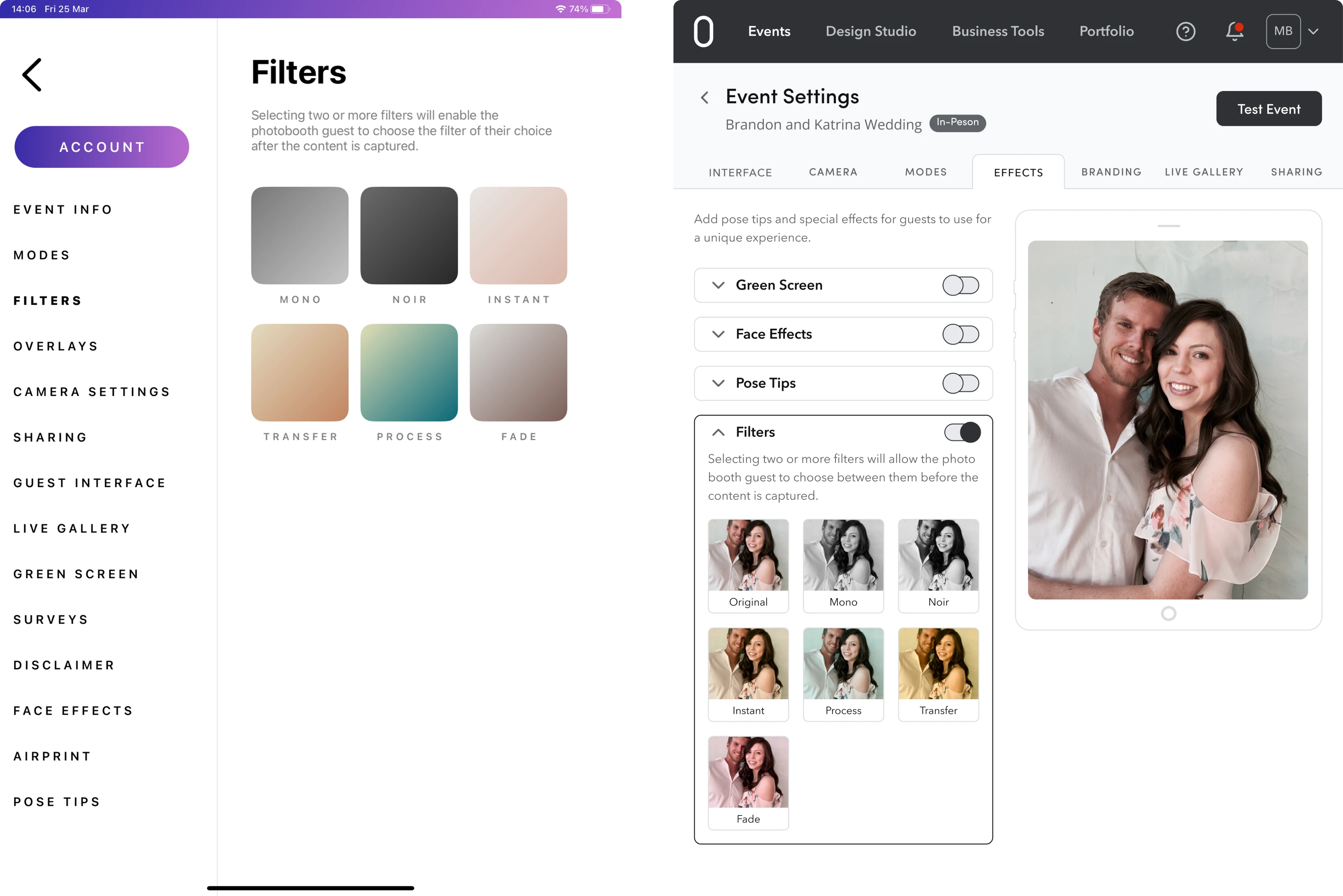 UX design for Photobooth Supply