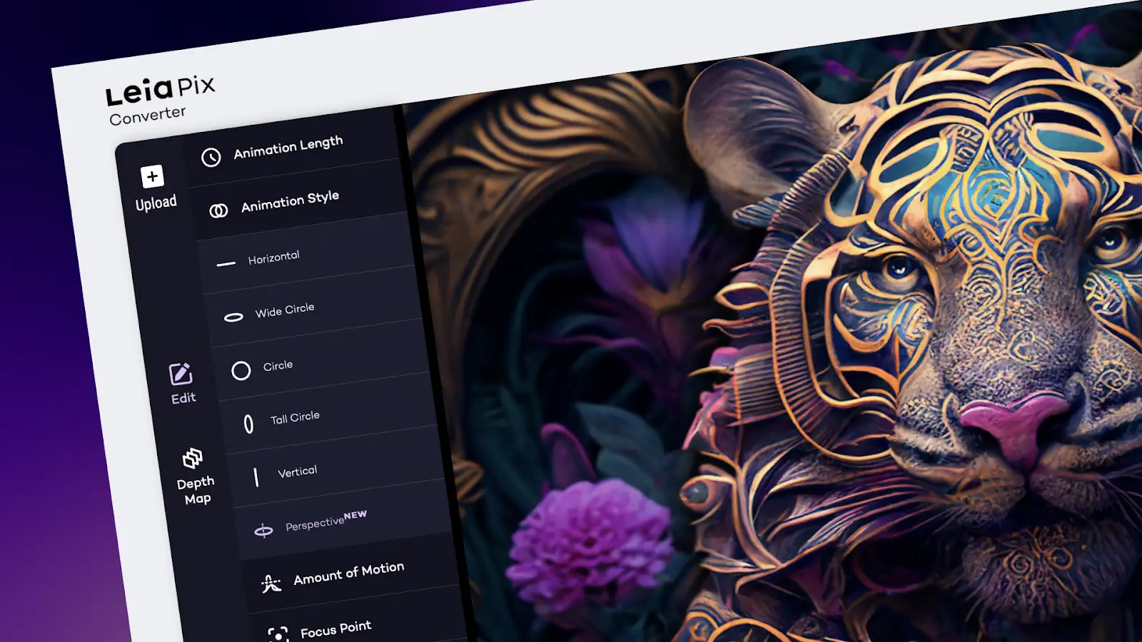 Free AI tool for UI and UX purposes LeiaPix allows to turn images into animations