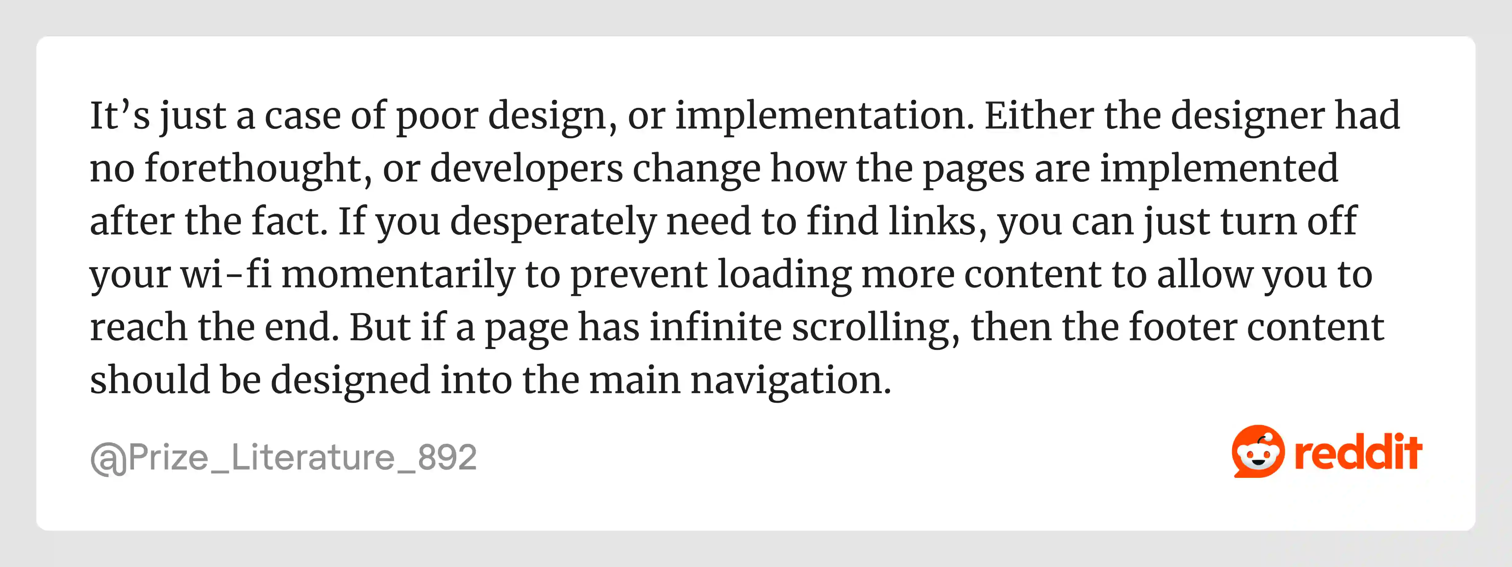 reddit thread on footer design