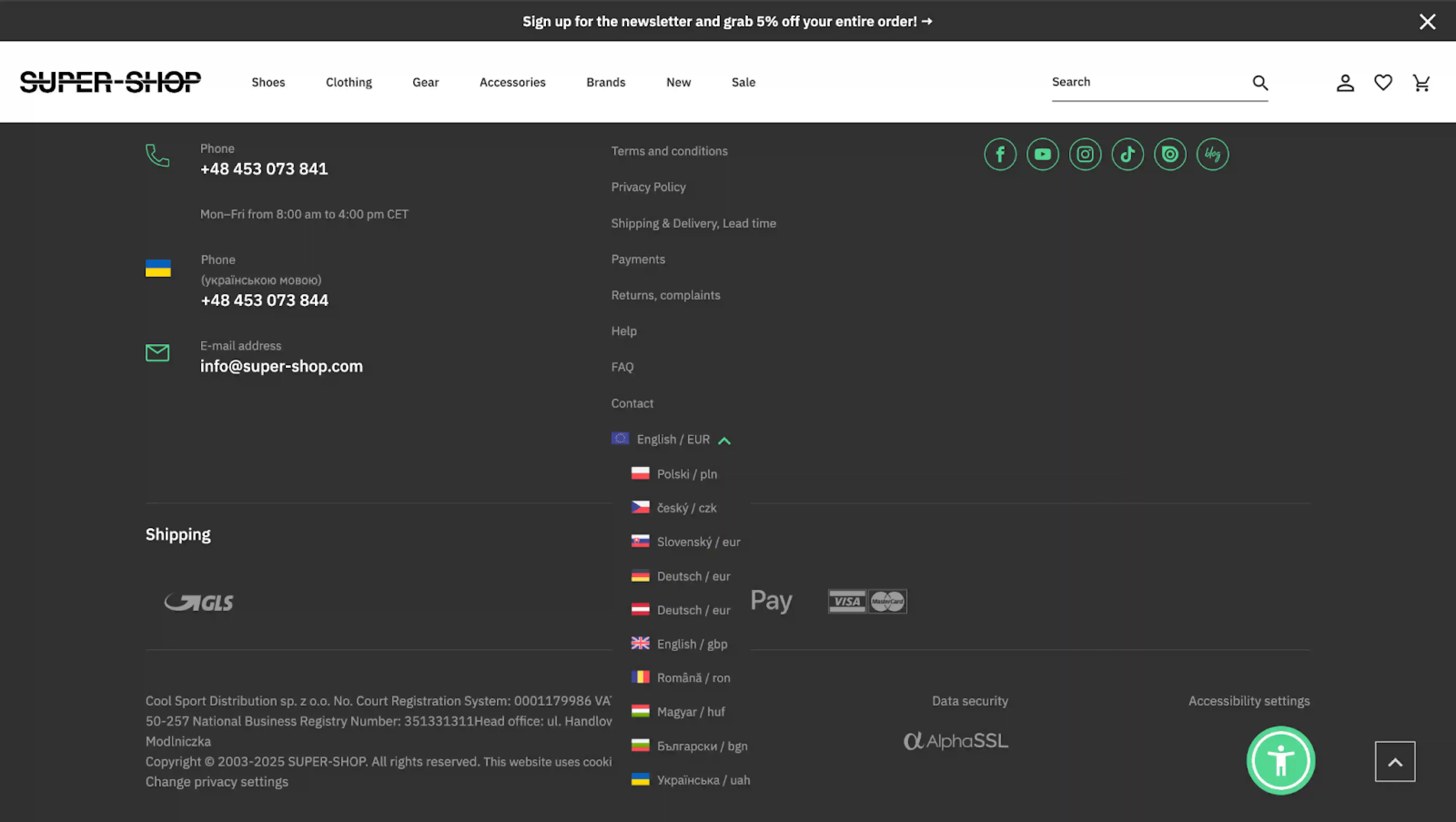 Region-aware / store switcher