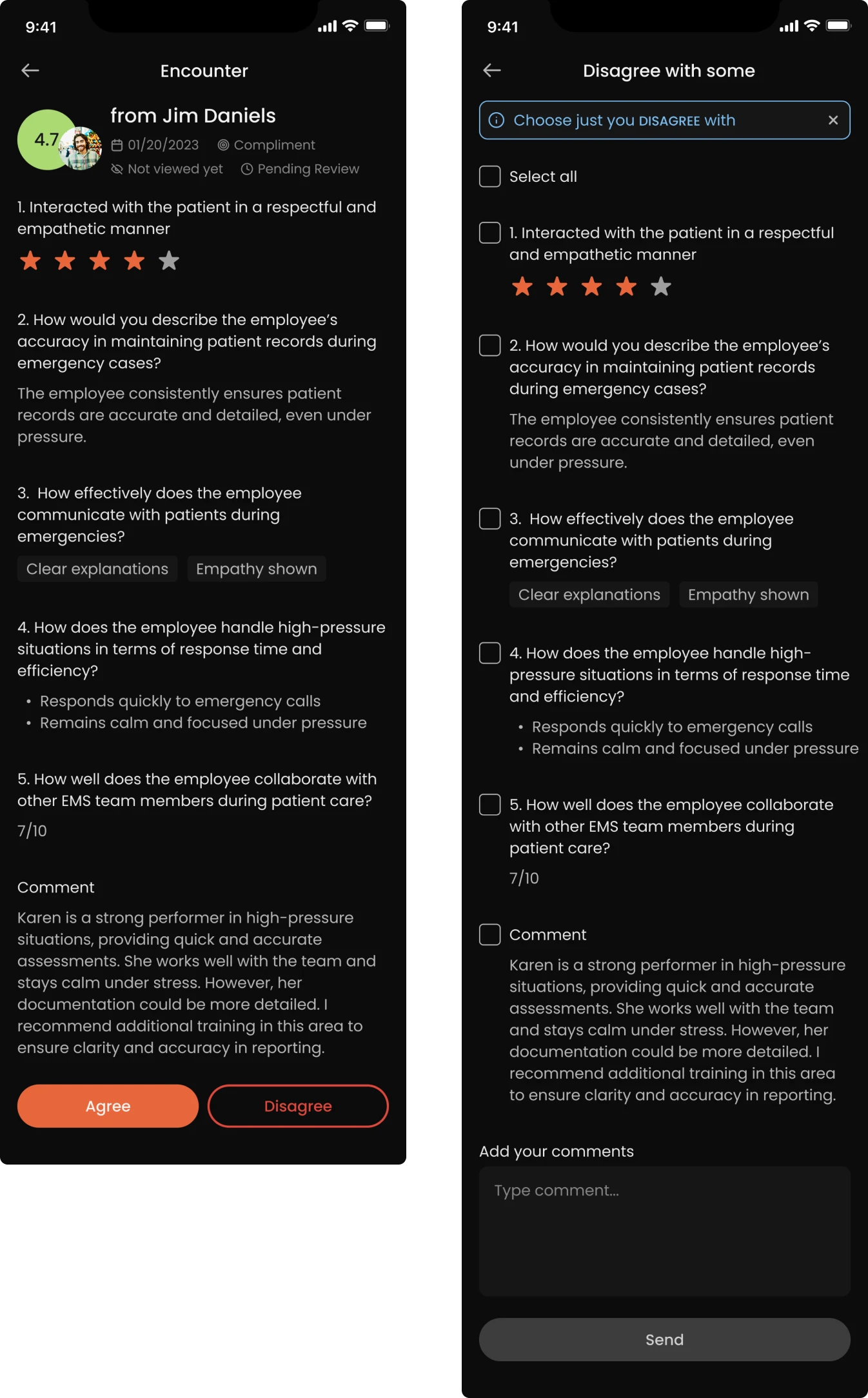 Feedback-on-feedback screens