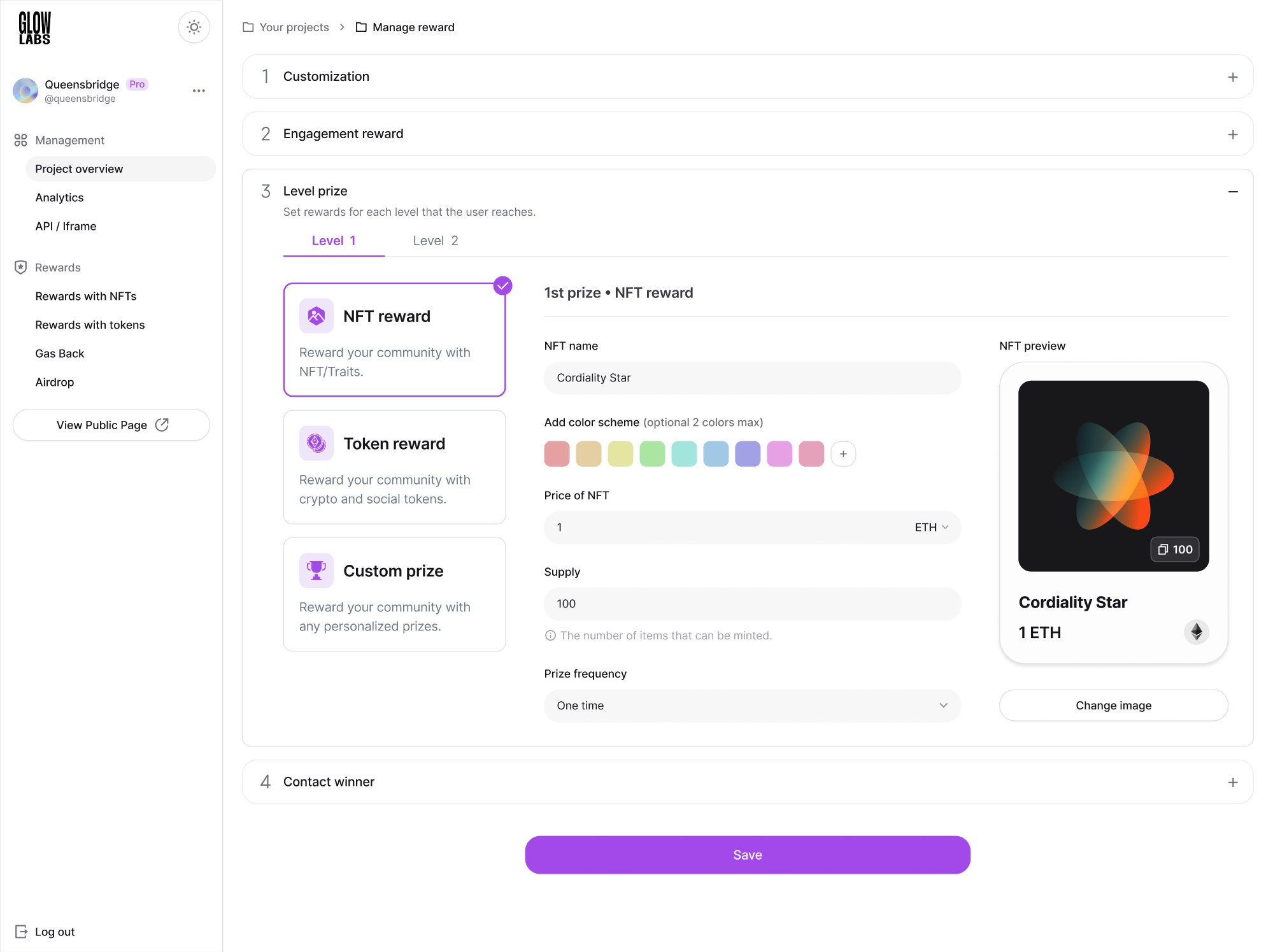 GlowLab’s interface after redesign