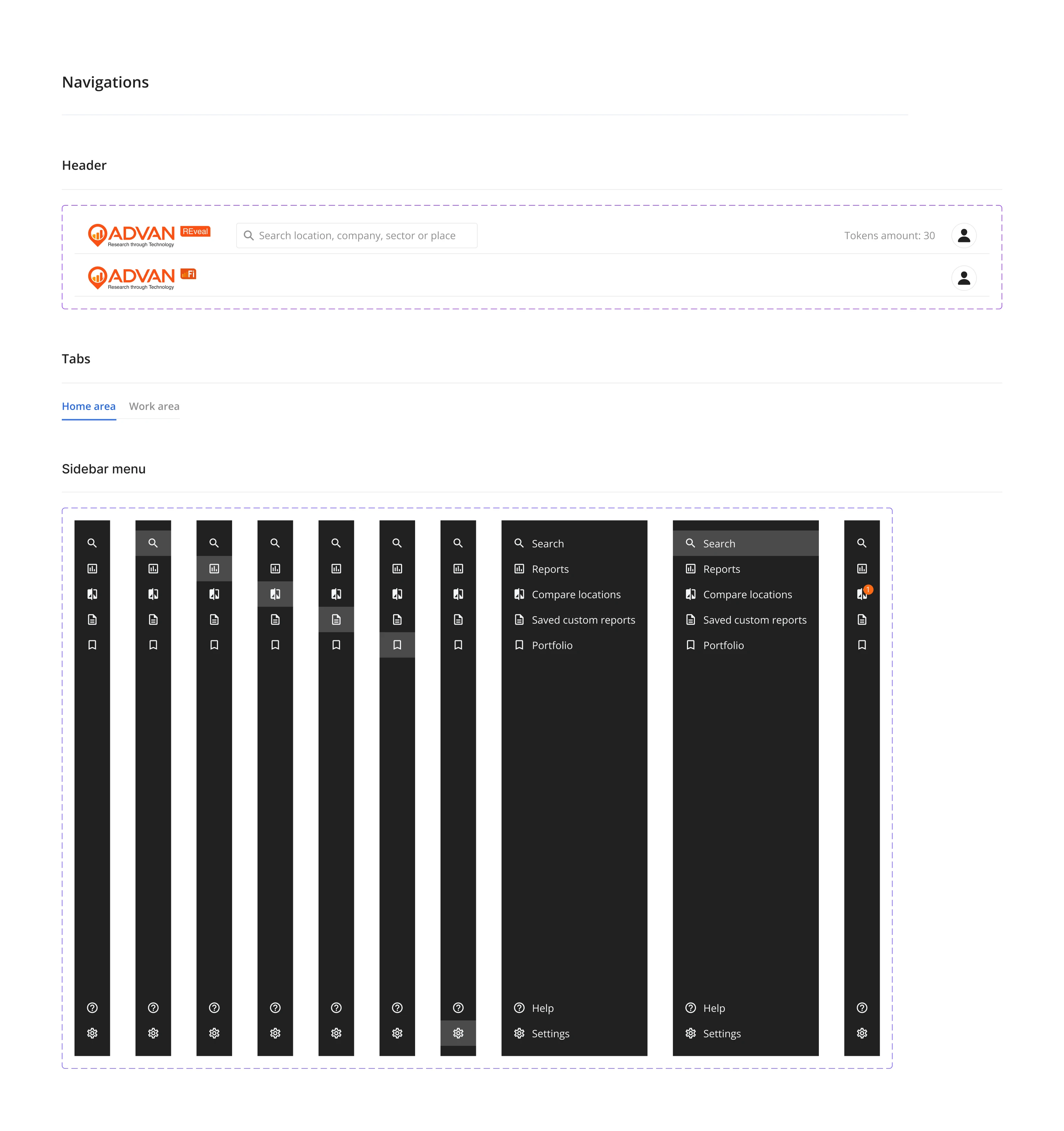 Navigations design in SaaS