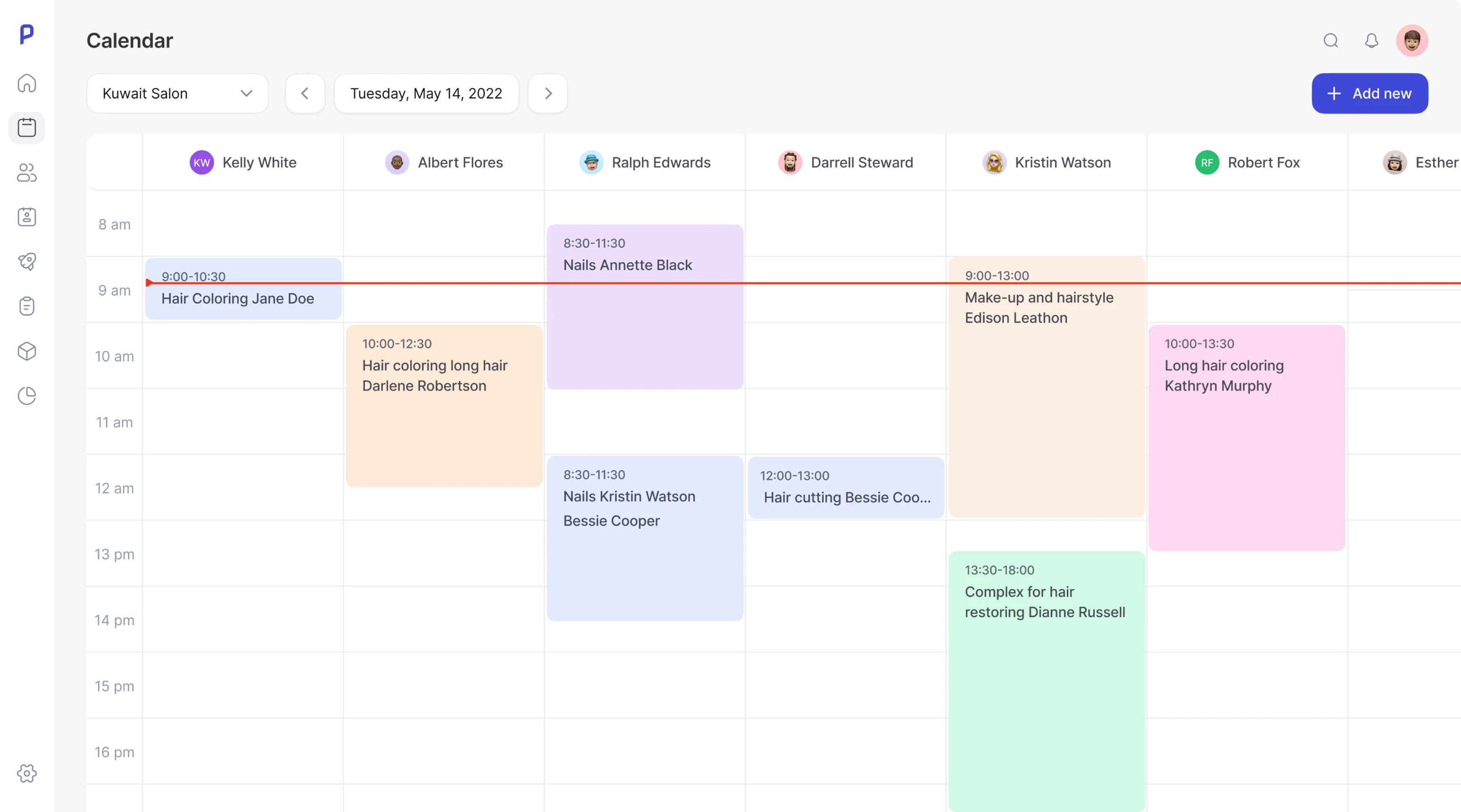 calendar design in a booking saas platform