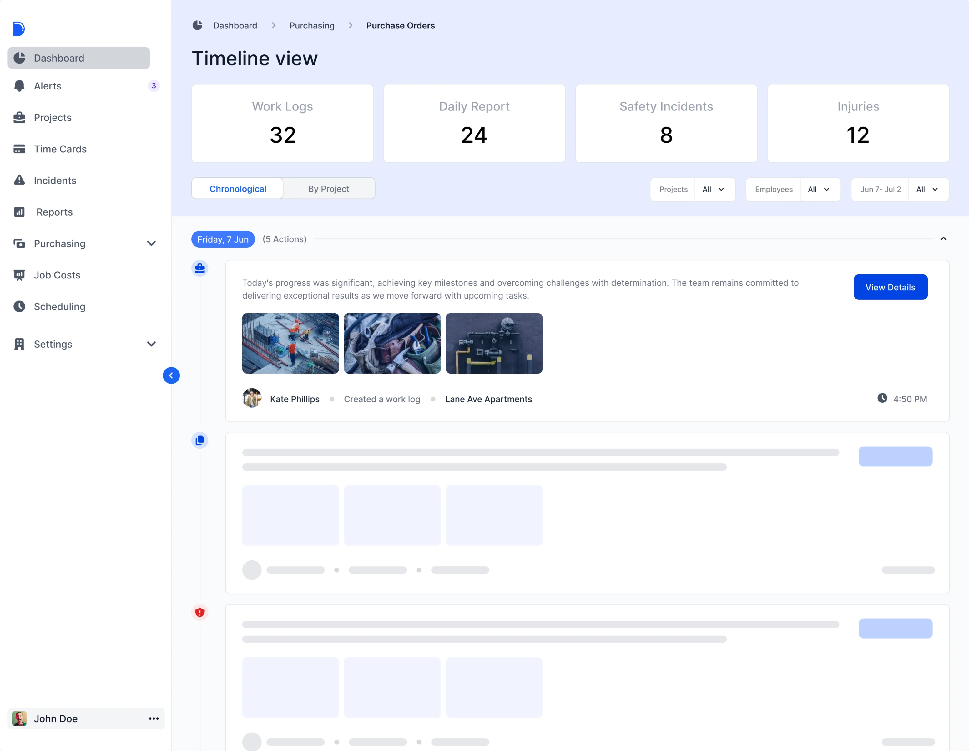 Timeline view