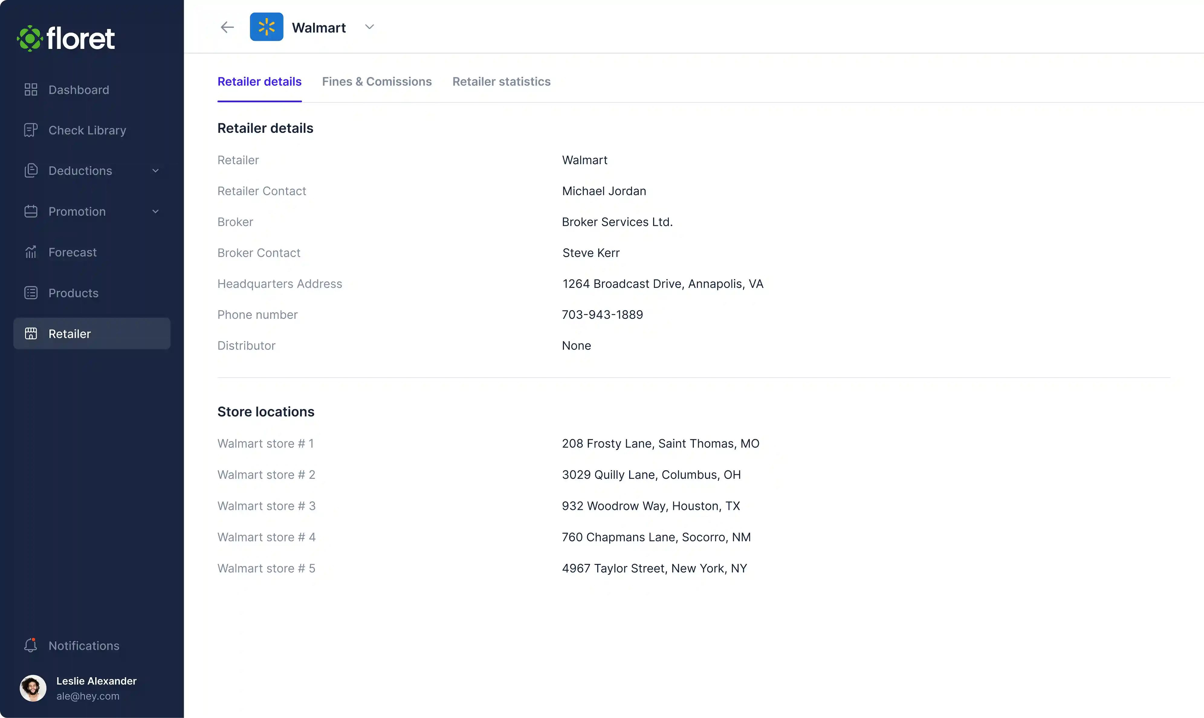 Retailer details, admin/editor user role