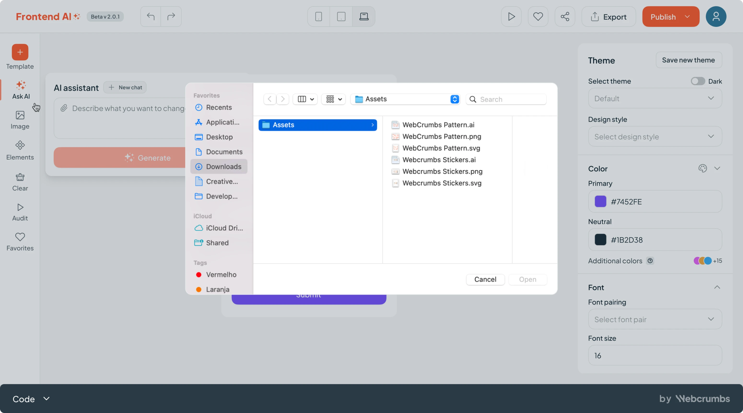 Dedicated input area