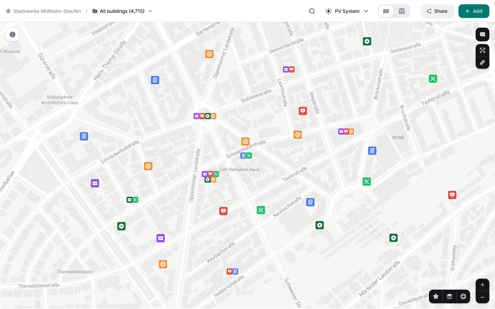 Map interface in Greenventory