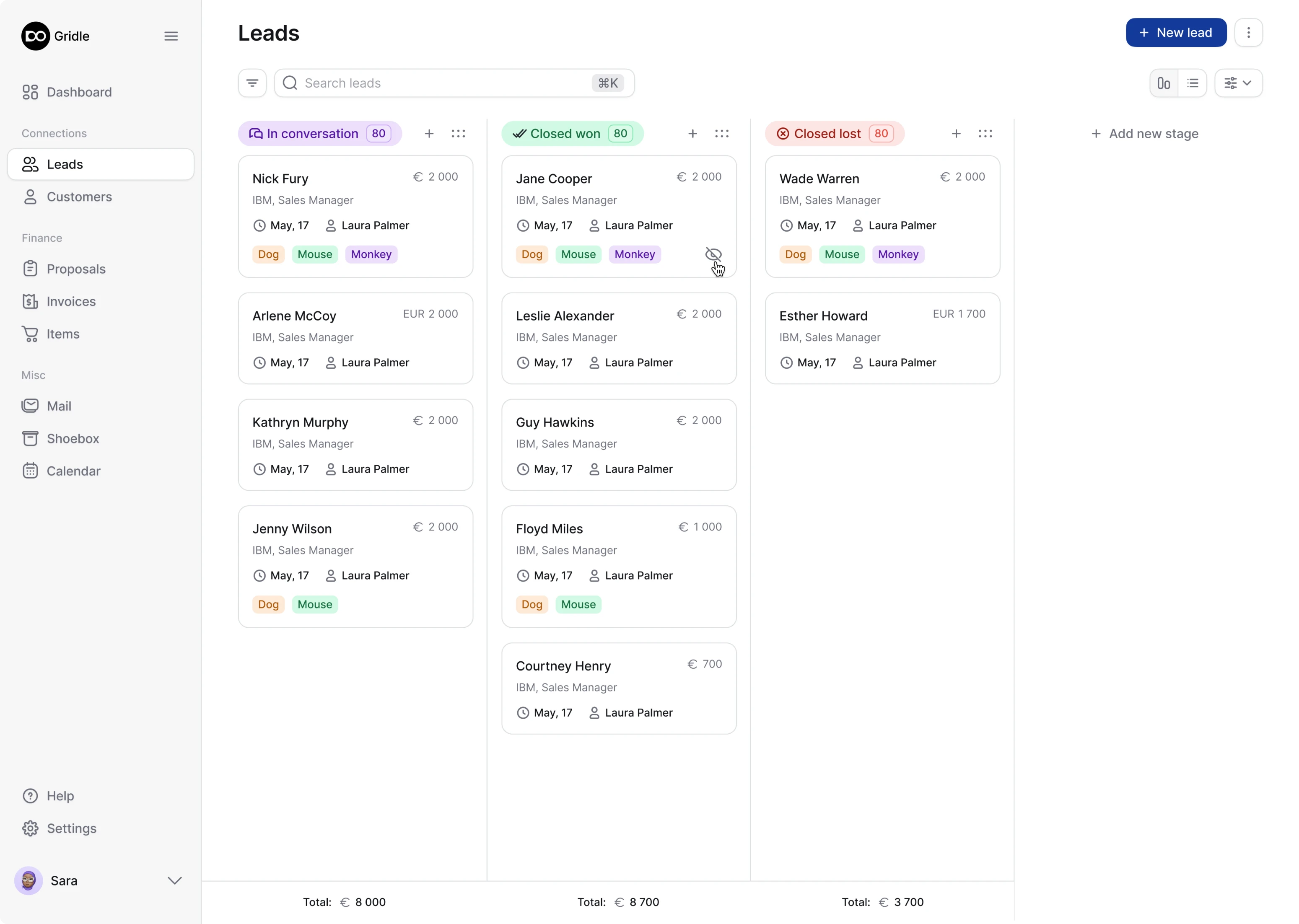 leads dashboard redesign