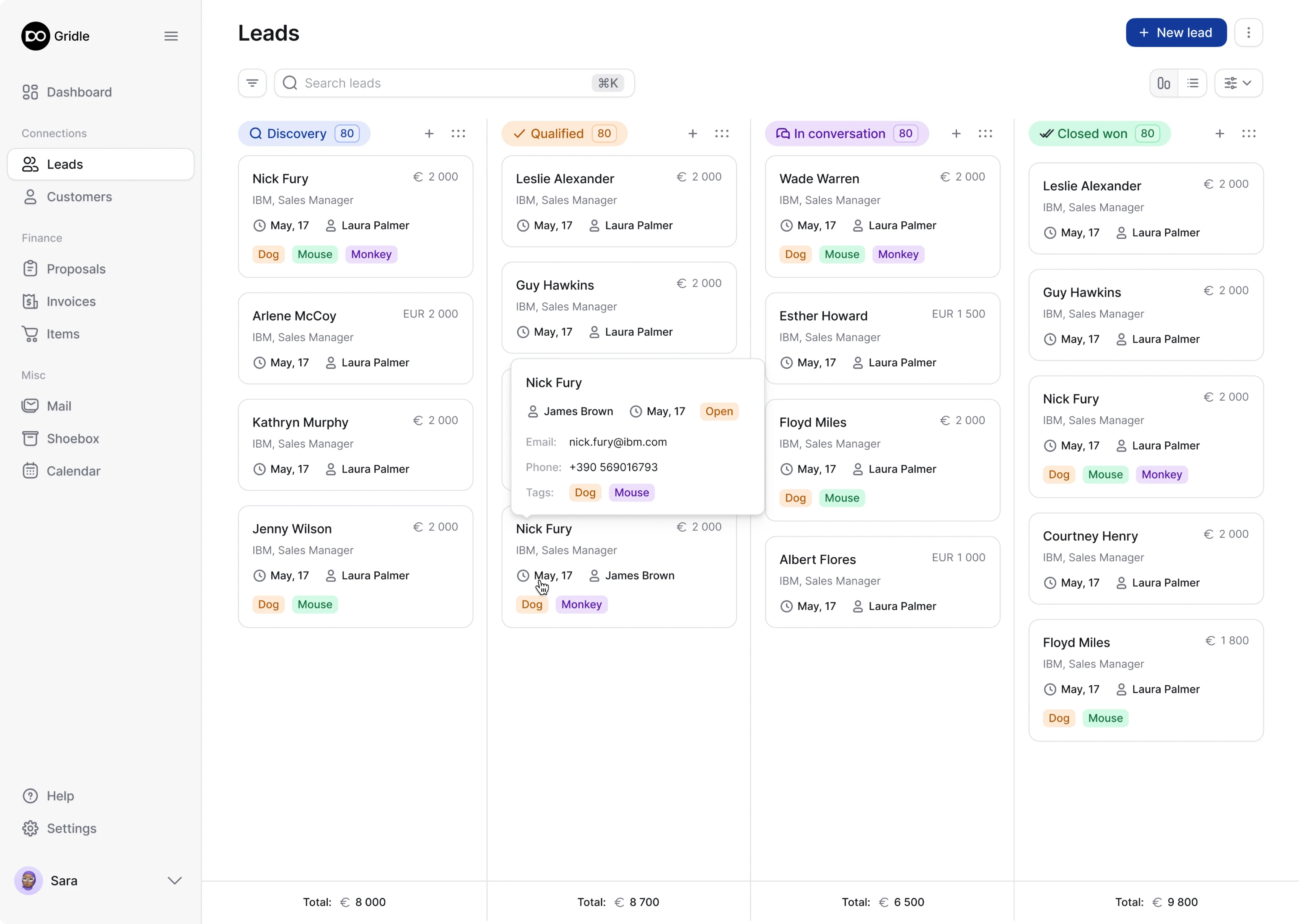 leads dashboard redesign