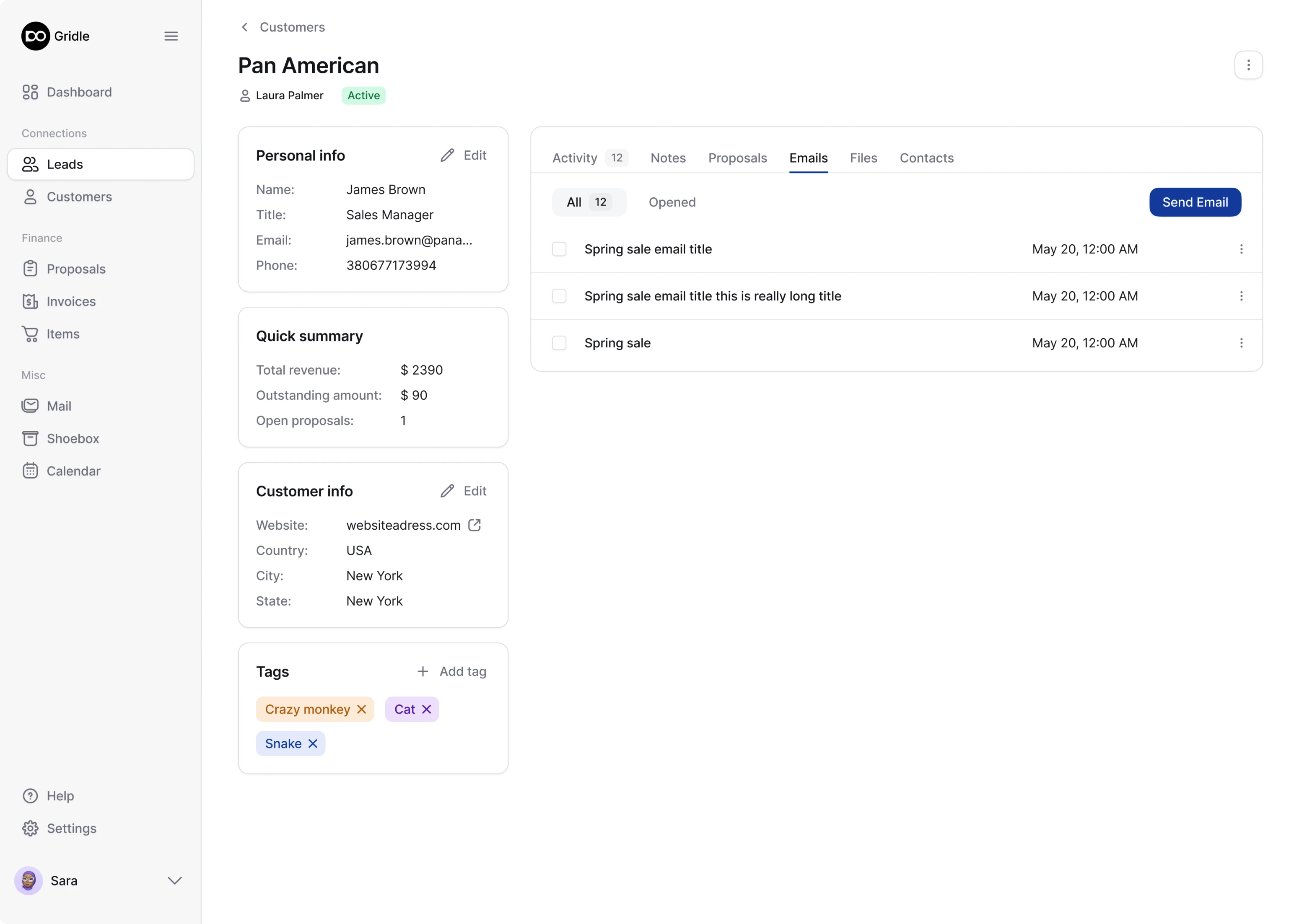 leads dashboard redesign