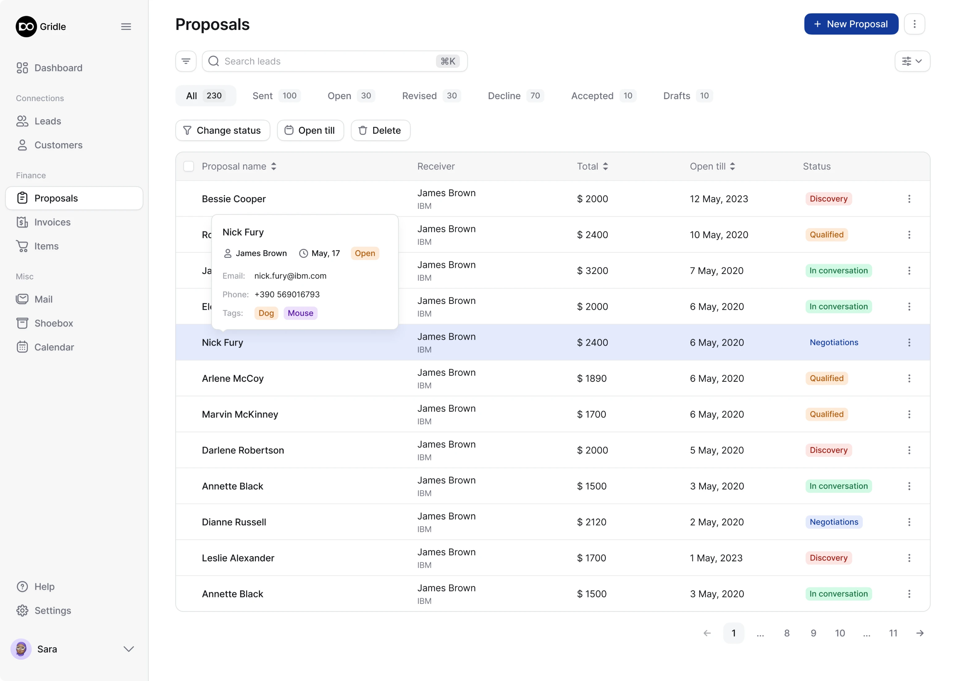 proposals dashboard after redesign