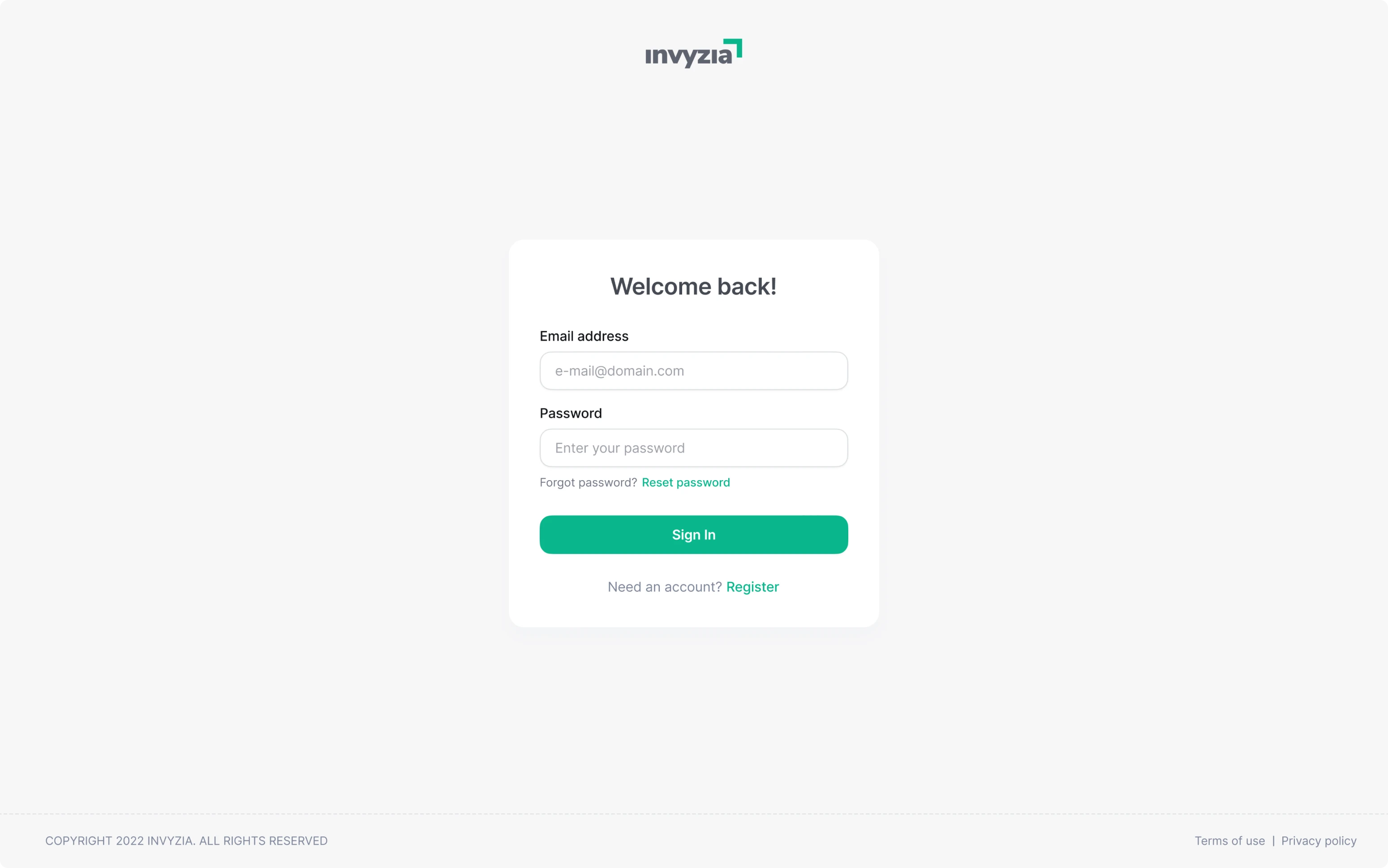Invyzia Solutions login page redesign