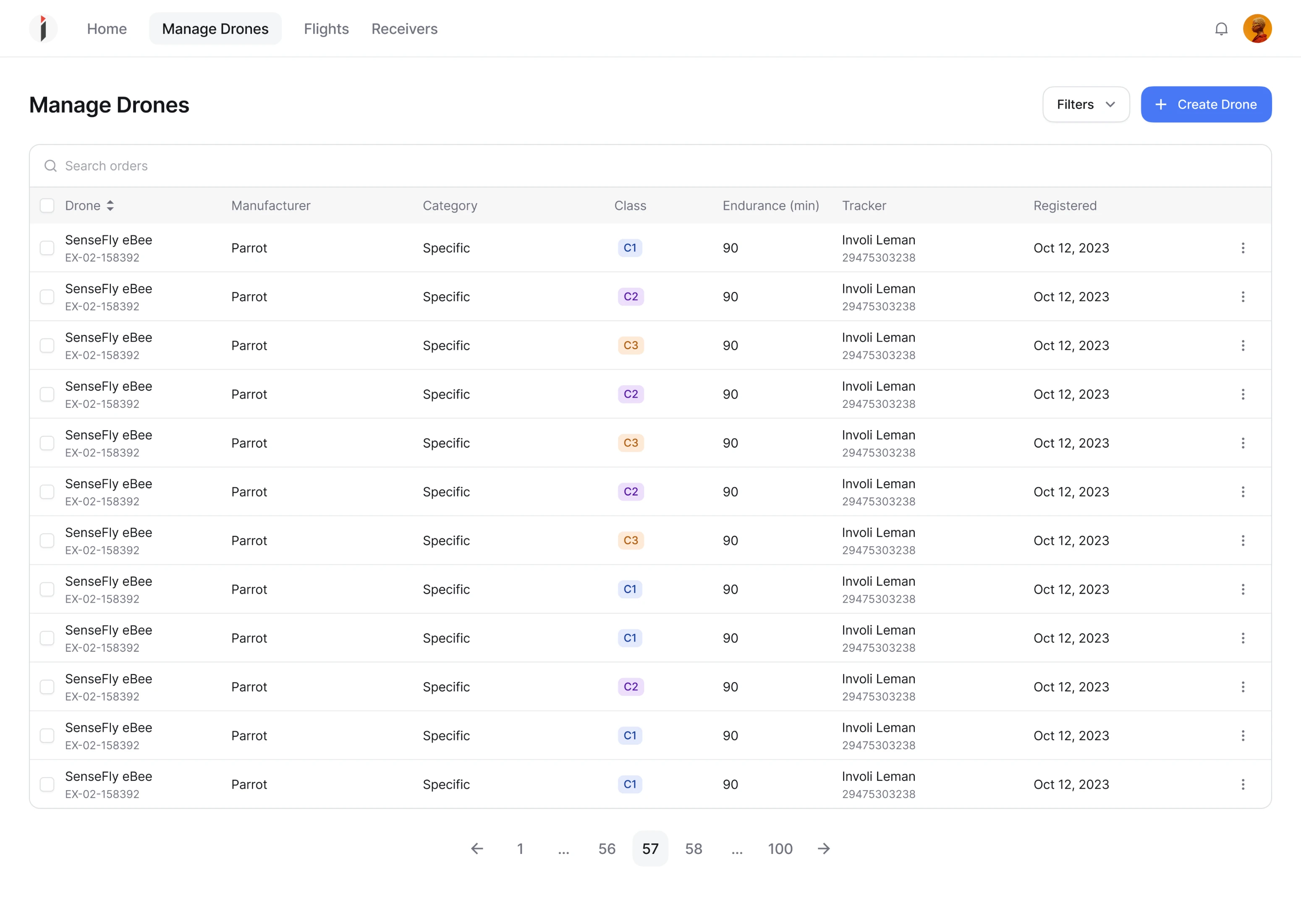 data visualisation for drone management platform UX design