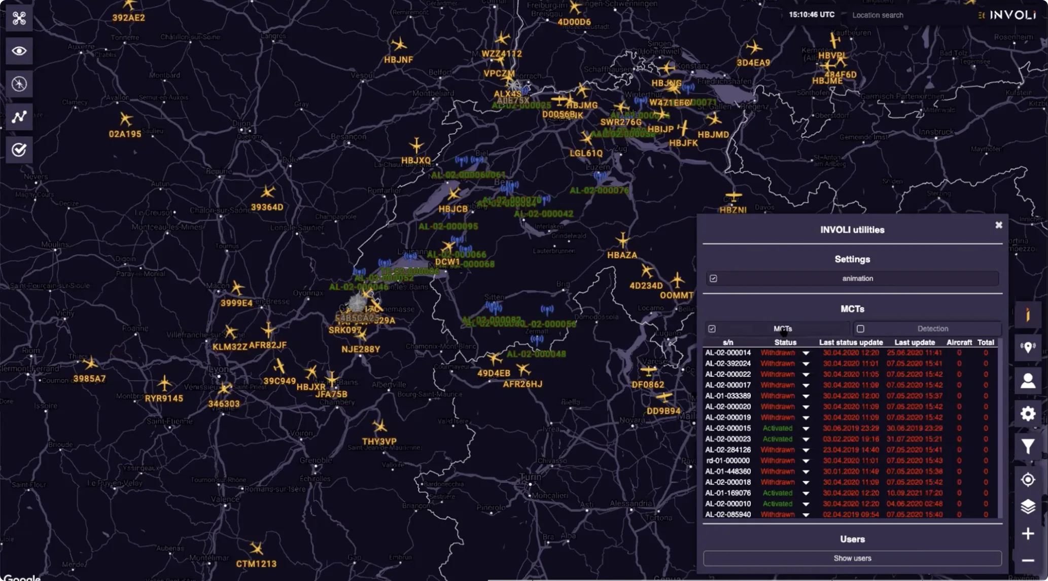 flight tracking map design example