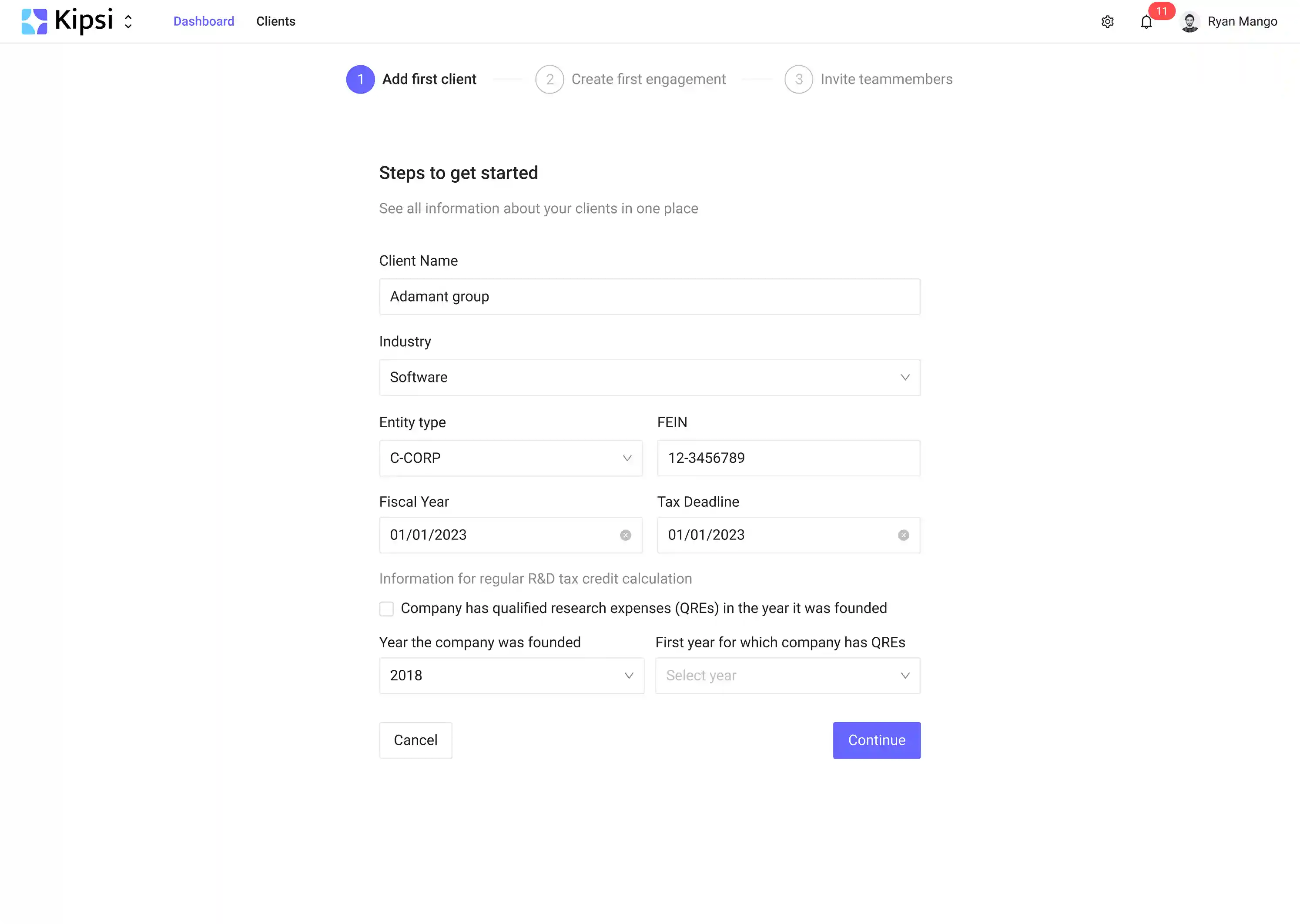 Onboarding steps