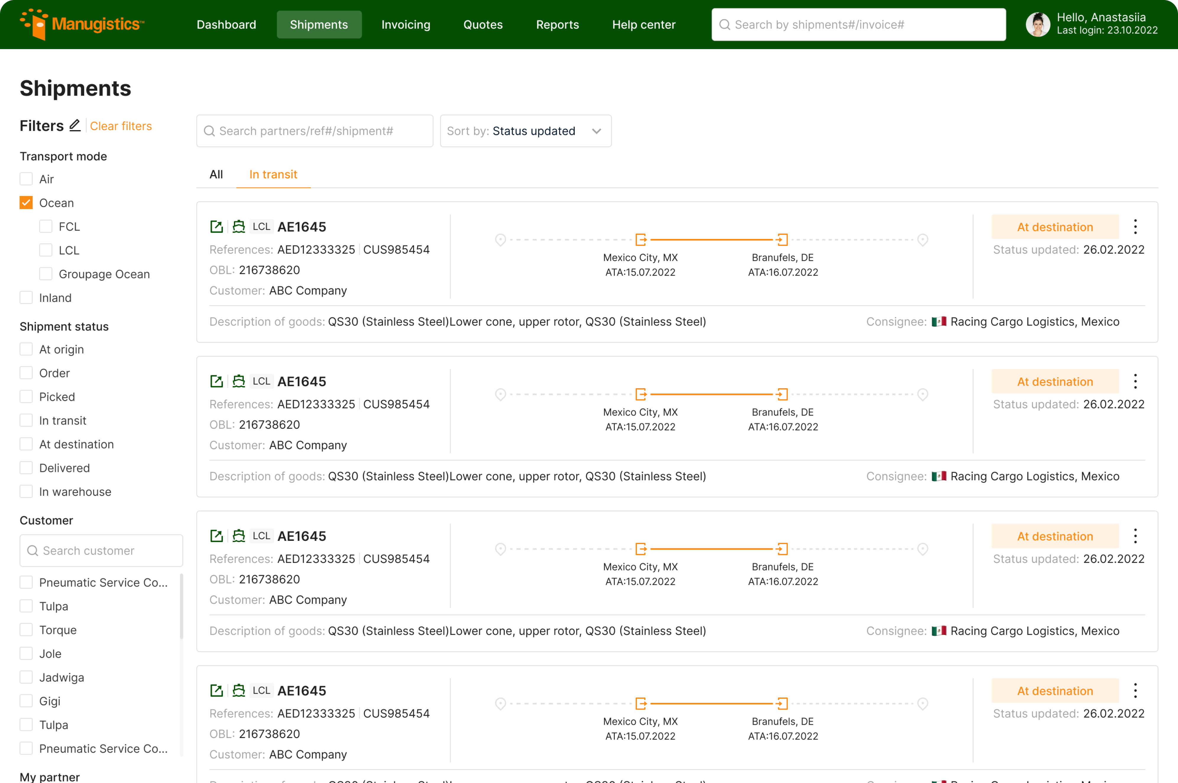 LogitudeWorld dashboard