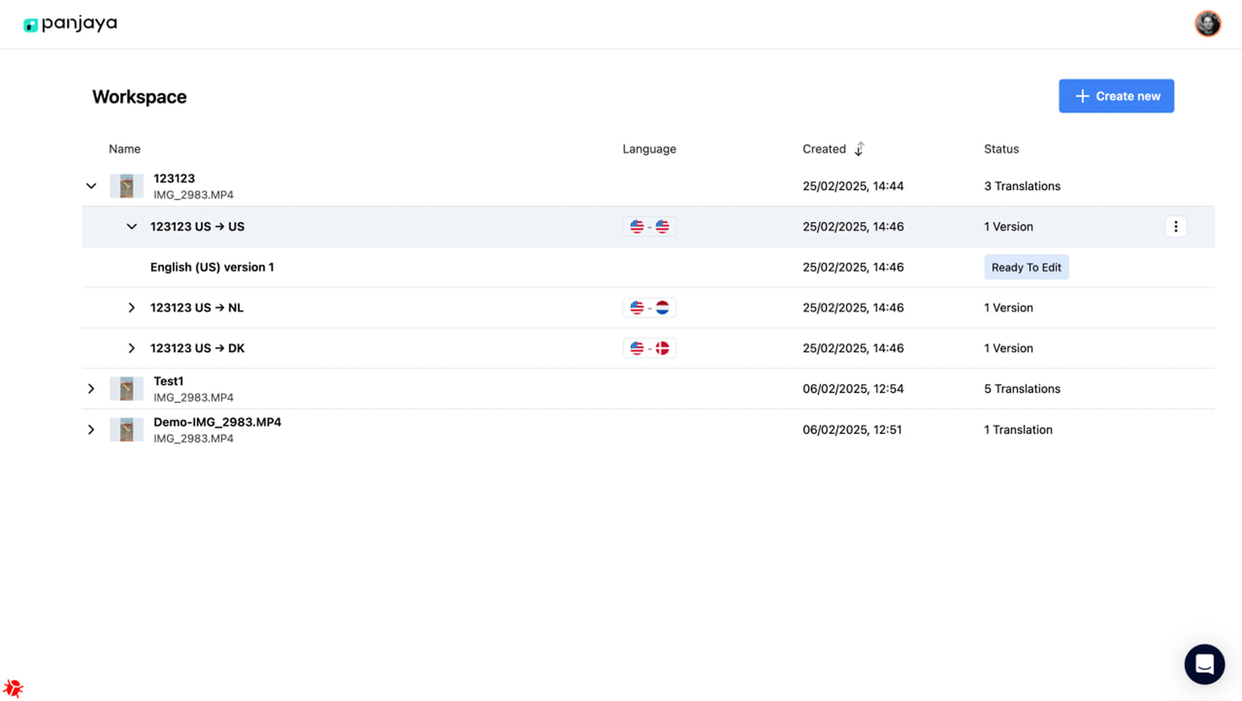 Panjaya's video library before