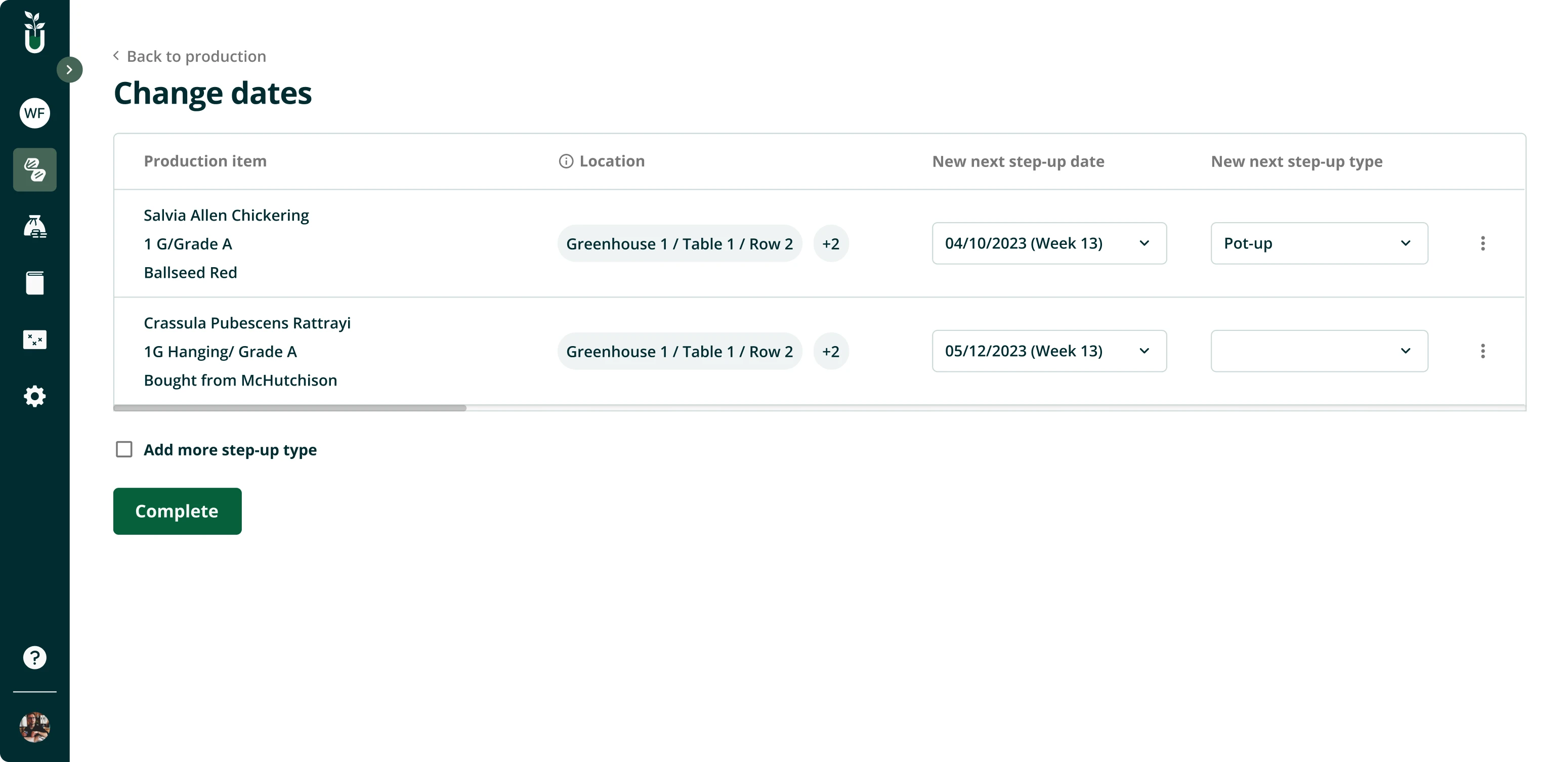 Change dates setting design