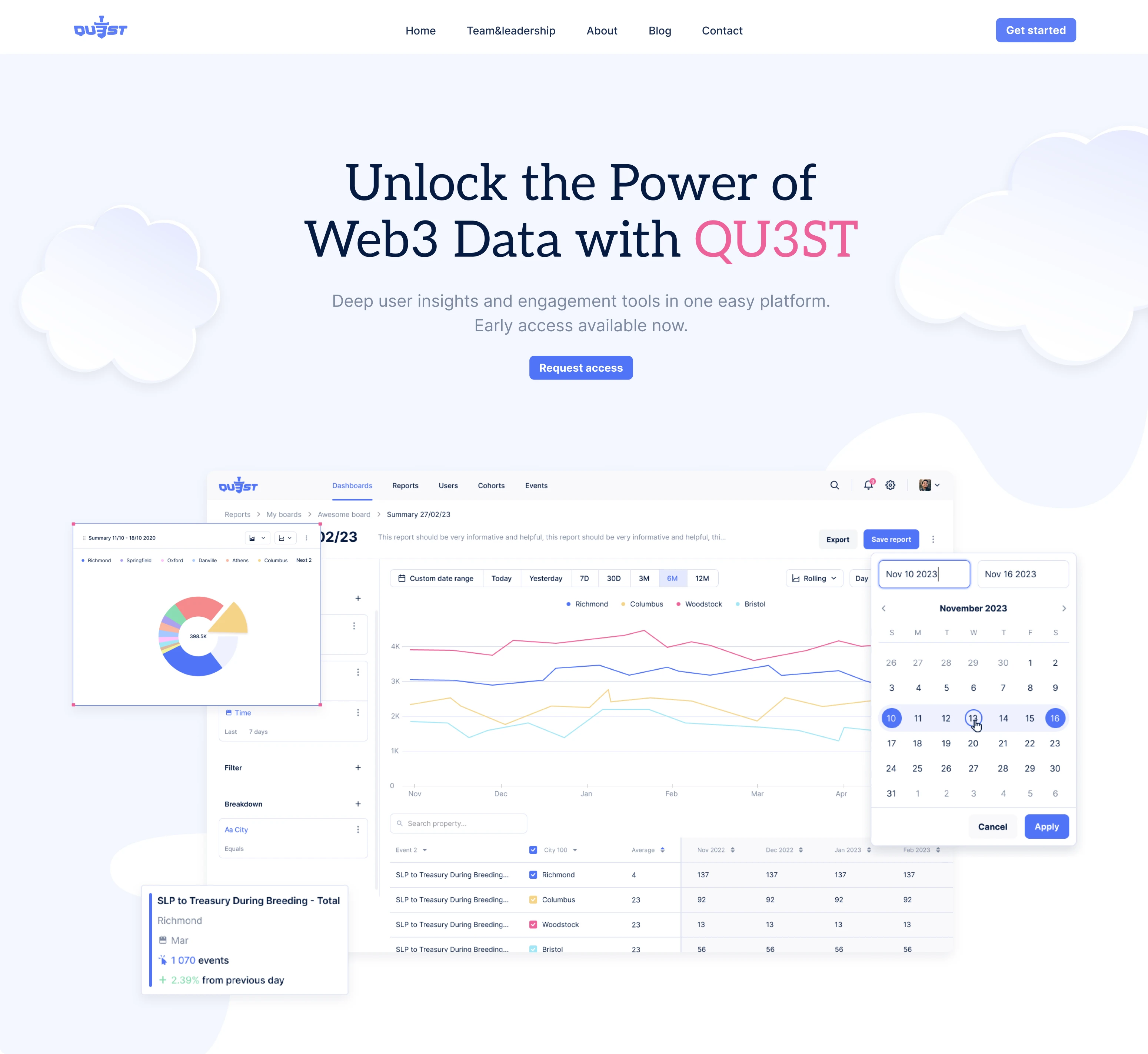 main screen of QU3ST