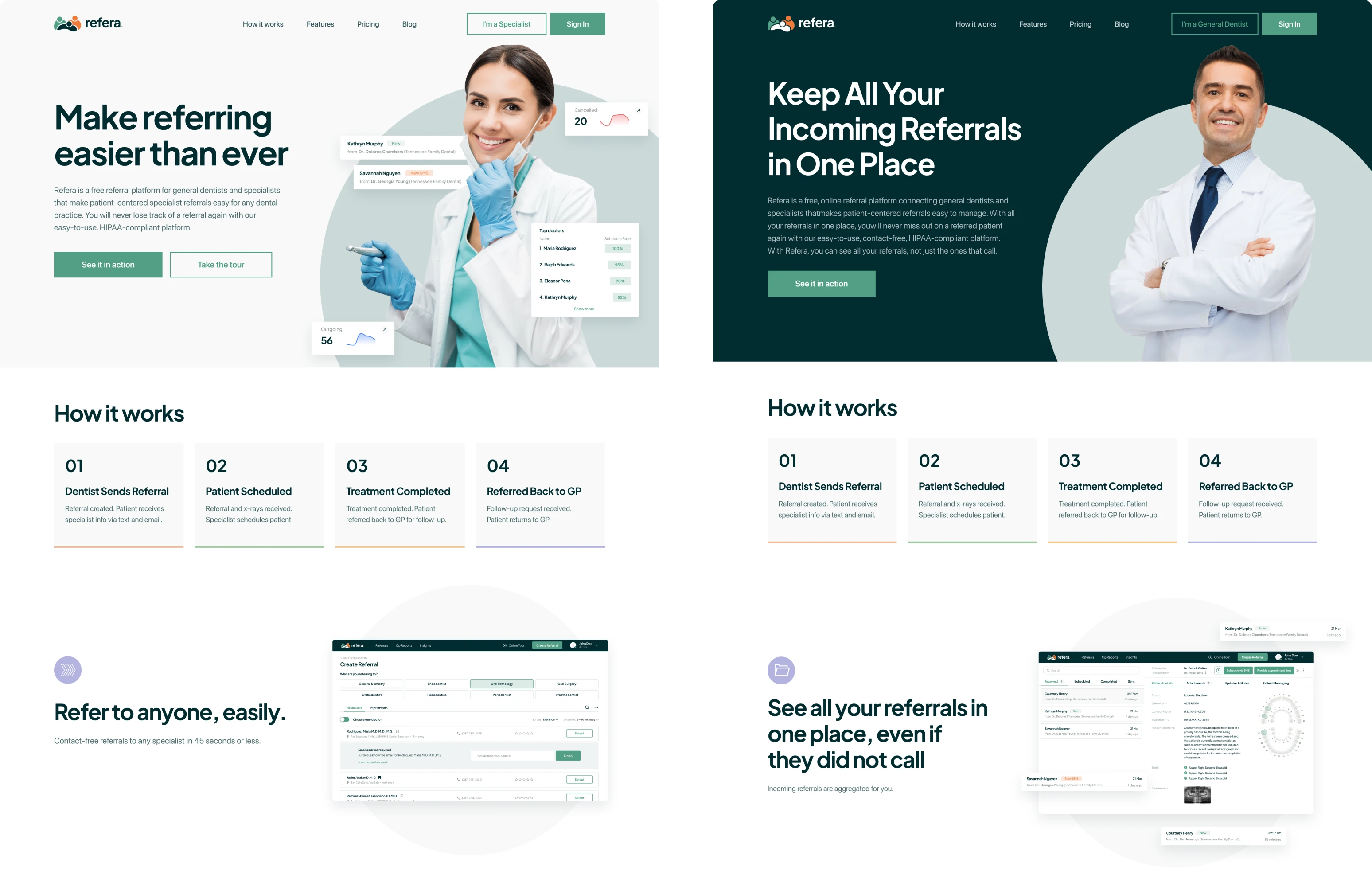 Interface for general dentists vs for specialists