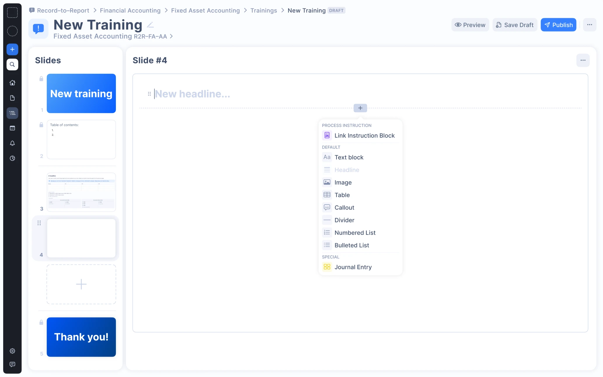 New training customization options