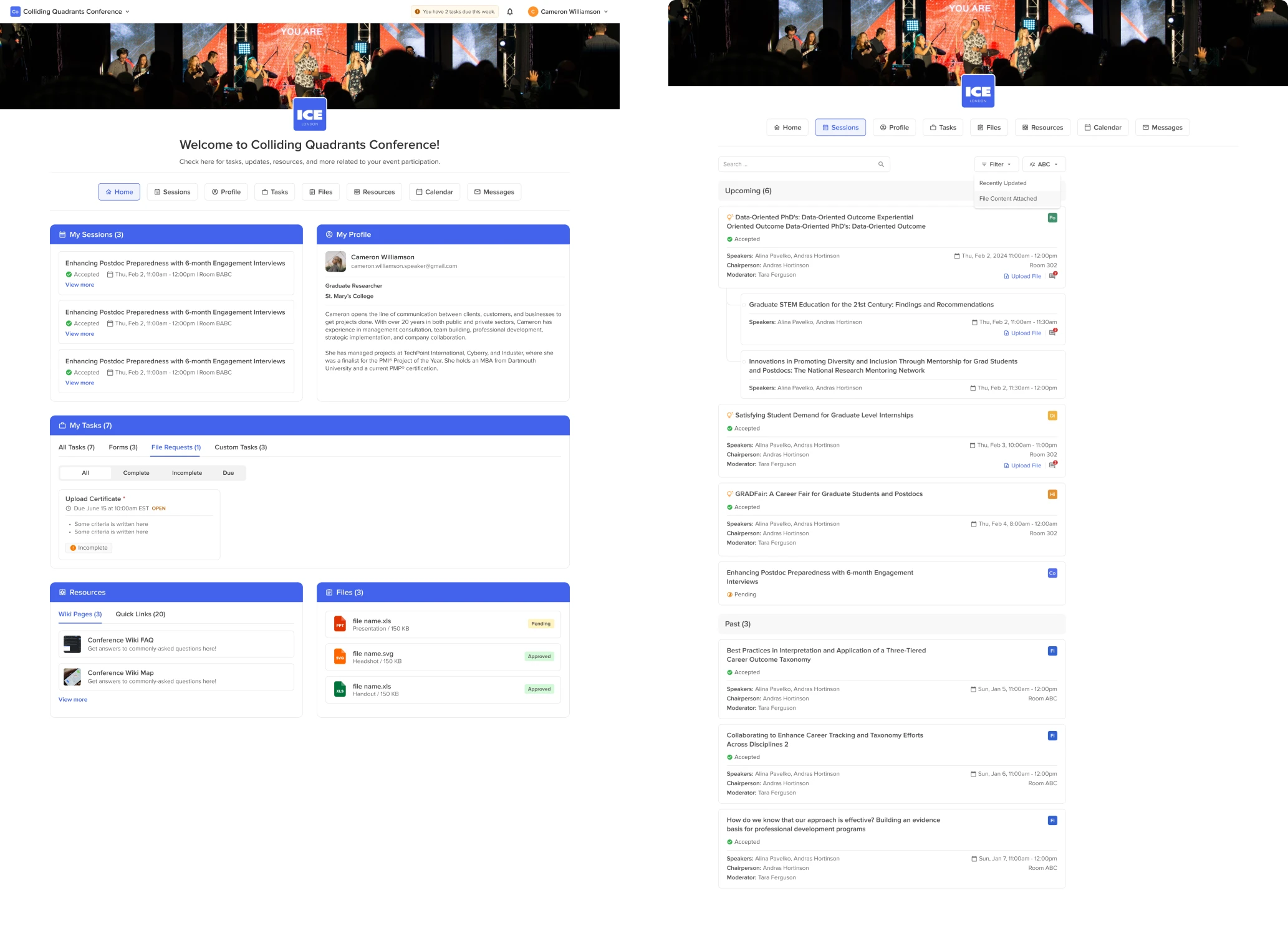 Event management SaaS UI after redesign