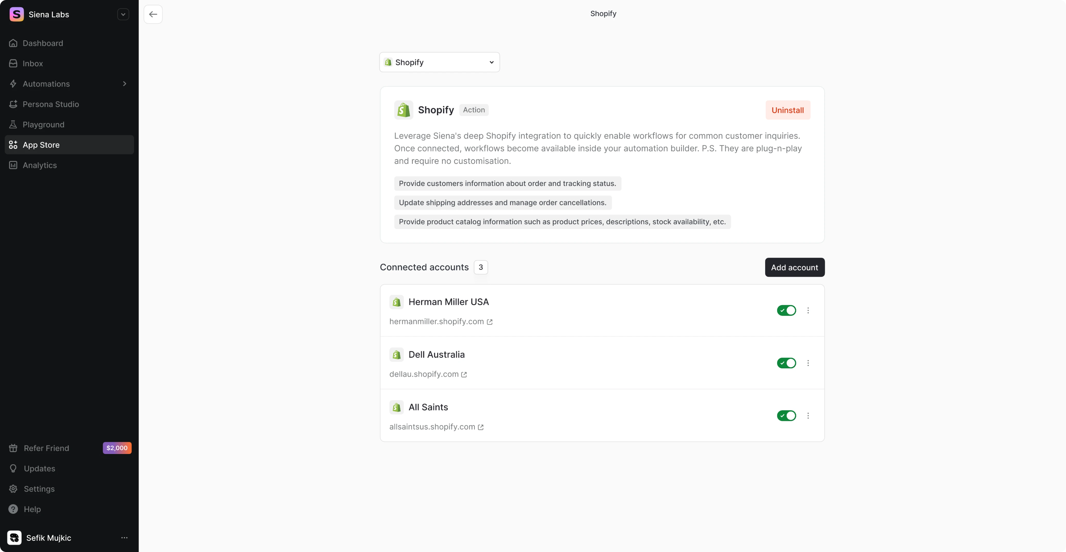 App integration interface
