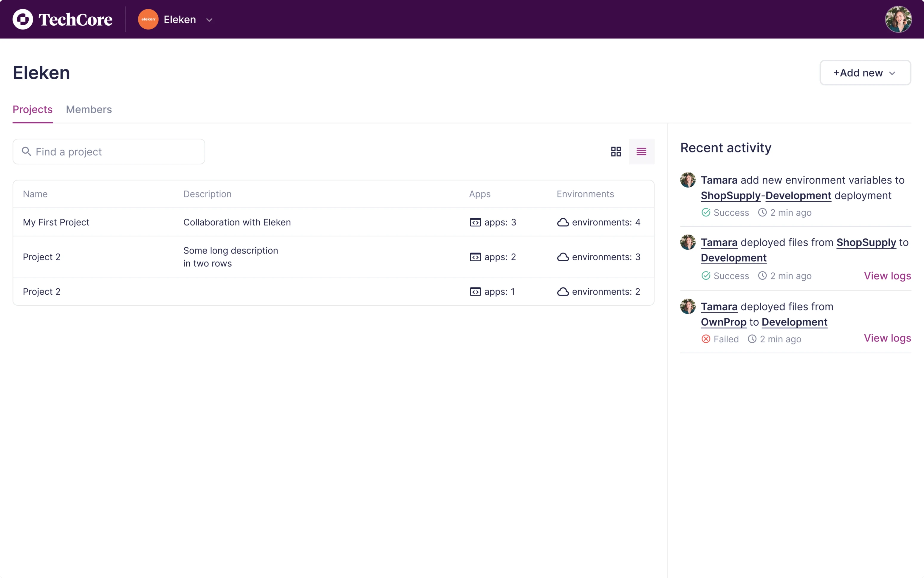 developer tool interface design example 