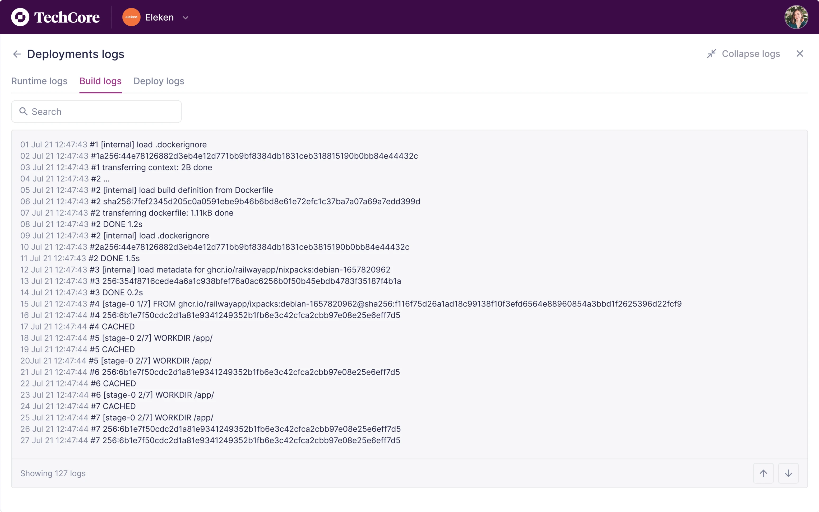 UI design of light mode for dev software